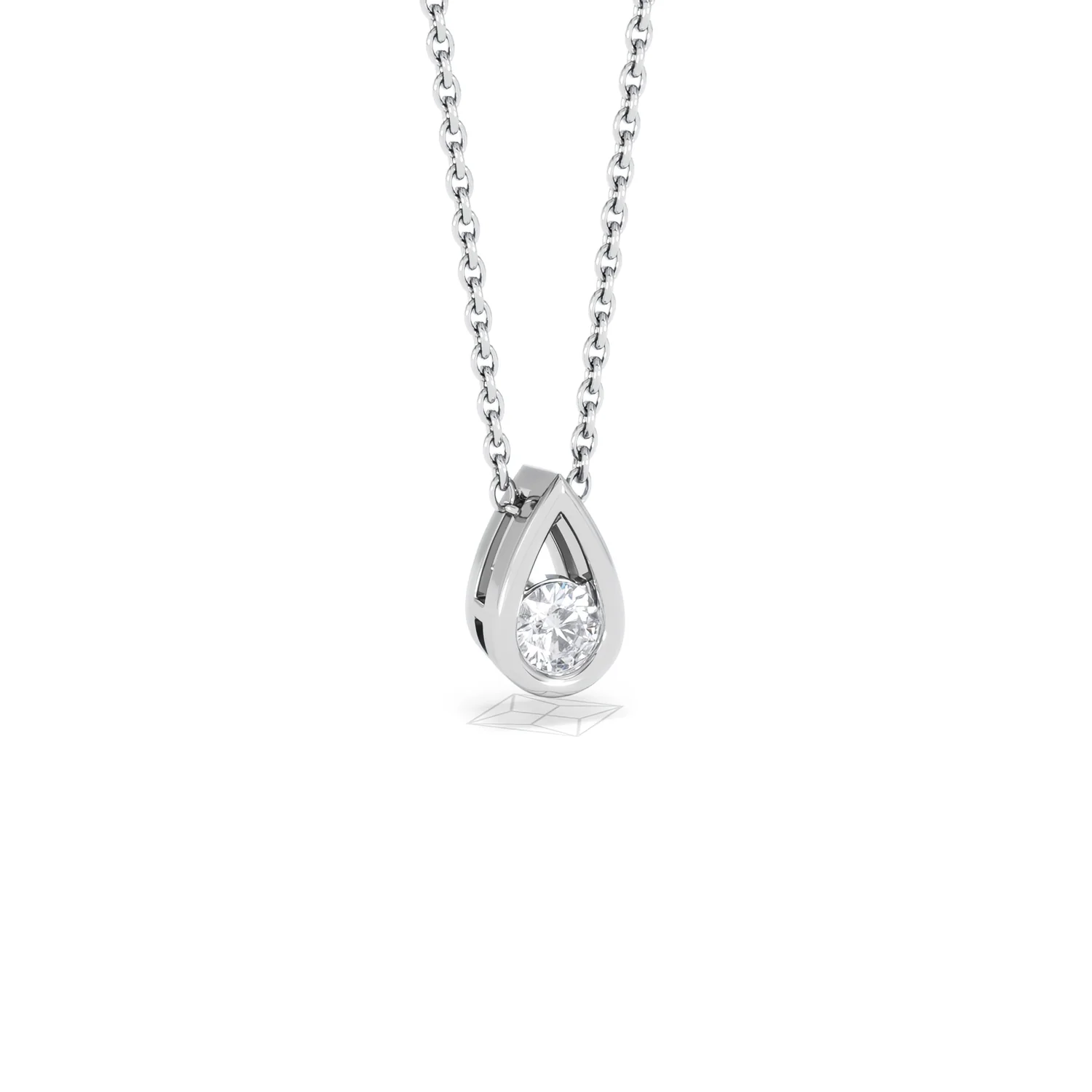 Teardrop Solitaire 0.25ct H/SI Round Cut Lab Grown Necklace in Silver - Image 14