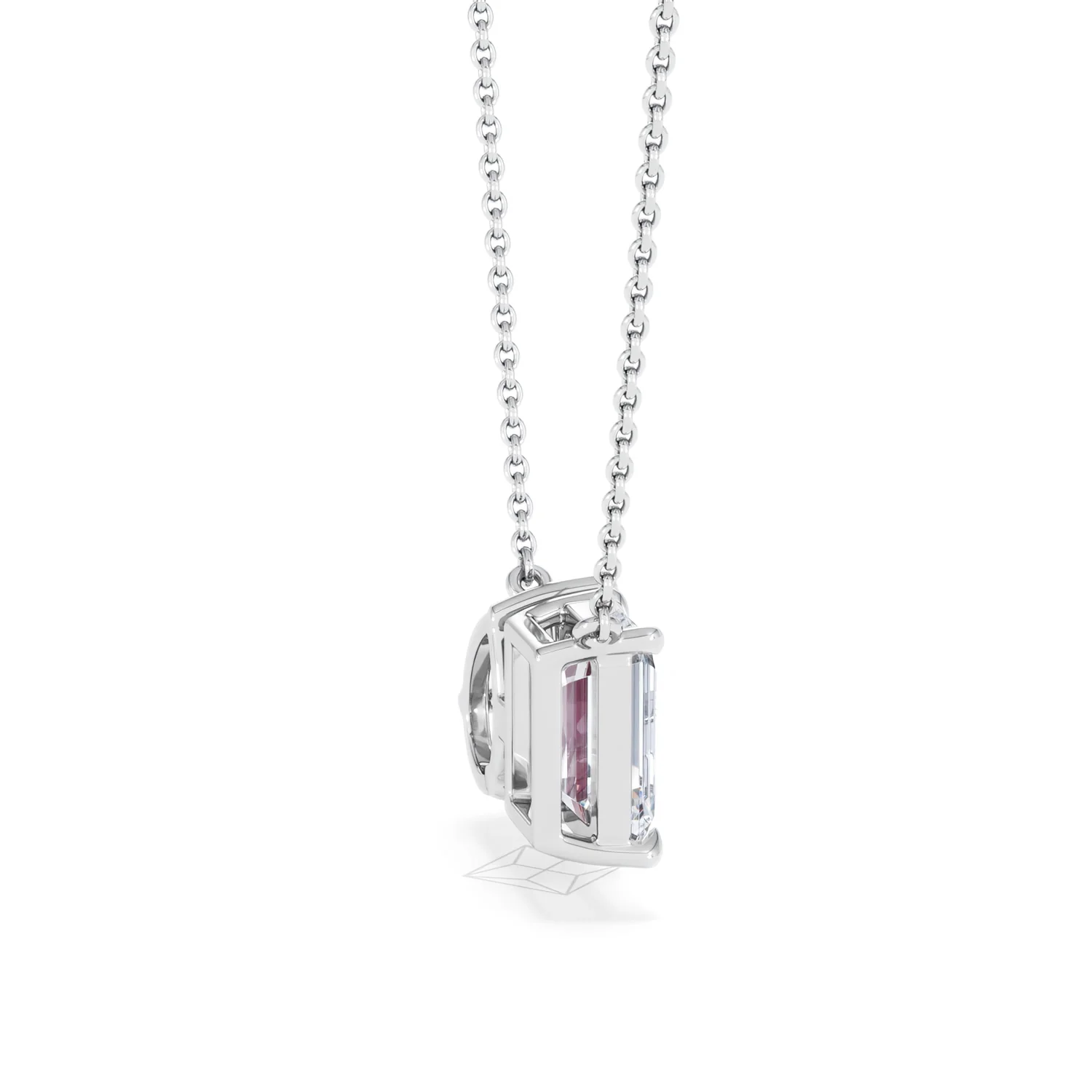 Toi Et Moi 1.50ct Emerald Cut Lab Diamond and 1.30ct Pear Lab Ruby Necklace in 18K White Gold - Image 32
