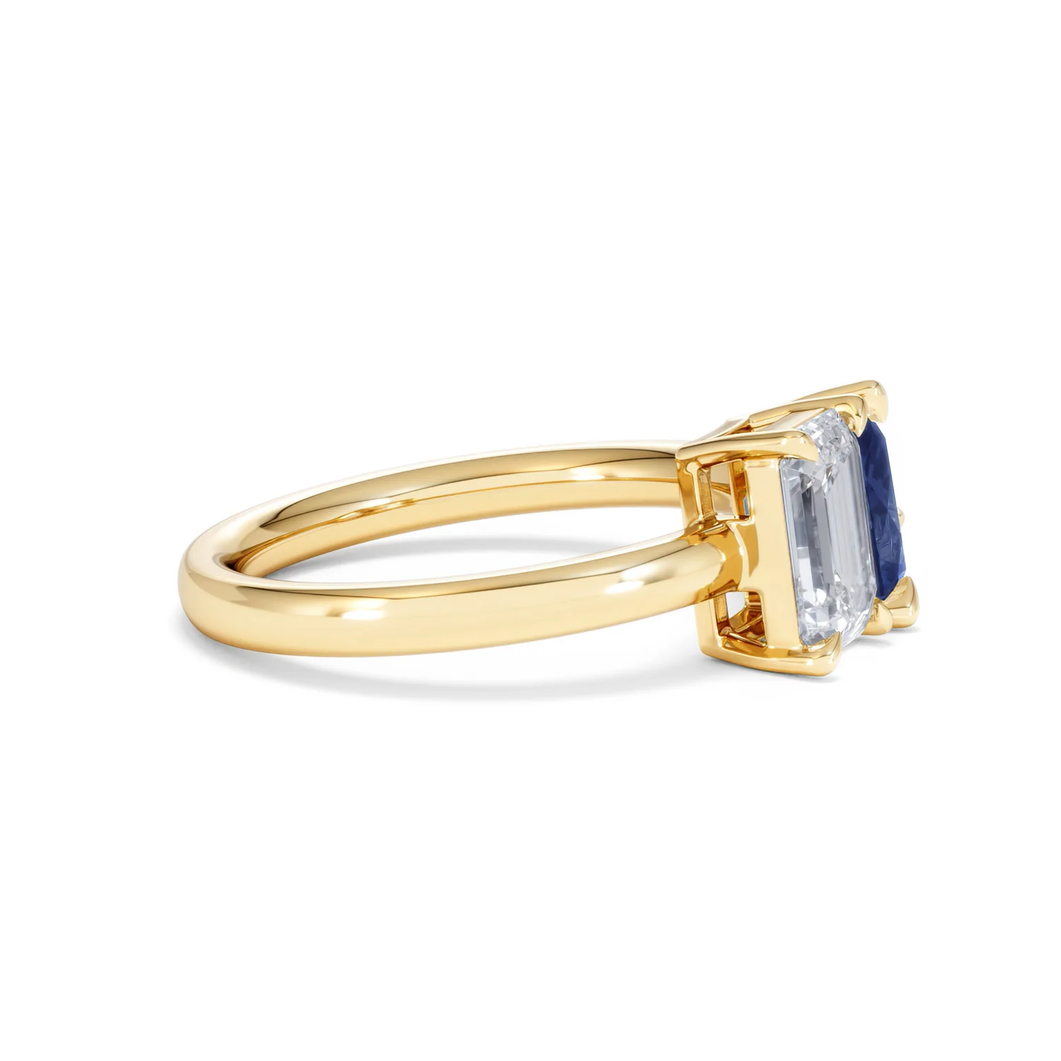Toi Et Moi 1.50ct Emerald Cut Lab Diamond and 1.50ct Pear Lab Sapphire Engagement Ring in 18K Yellow Gold - Image 25