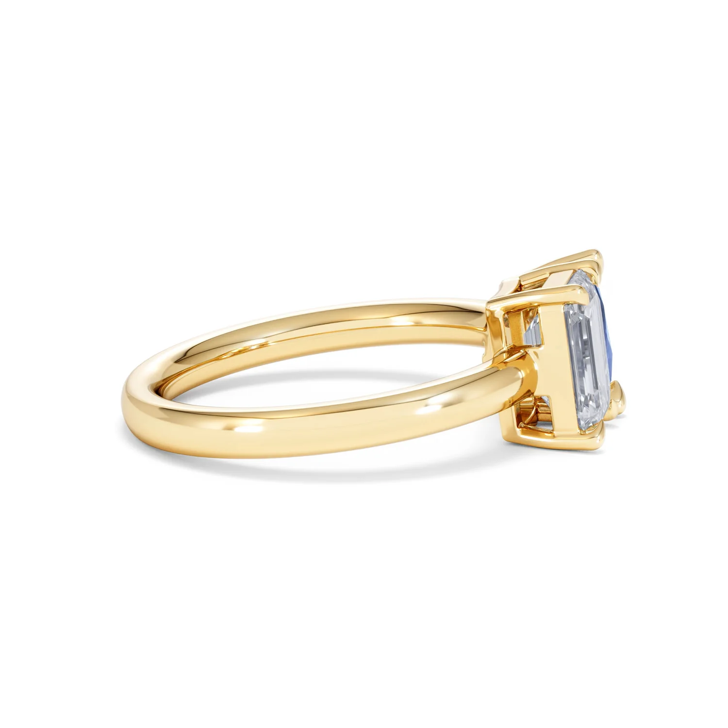Toi Et Moi 1.50ct Emerald Cut Lab Diamond and 1.50ct Pear Lab Sapphire Engagement Ring in 18K Yellow Gold - Image 28