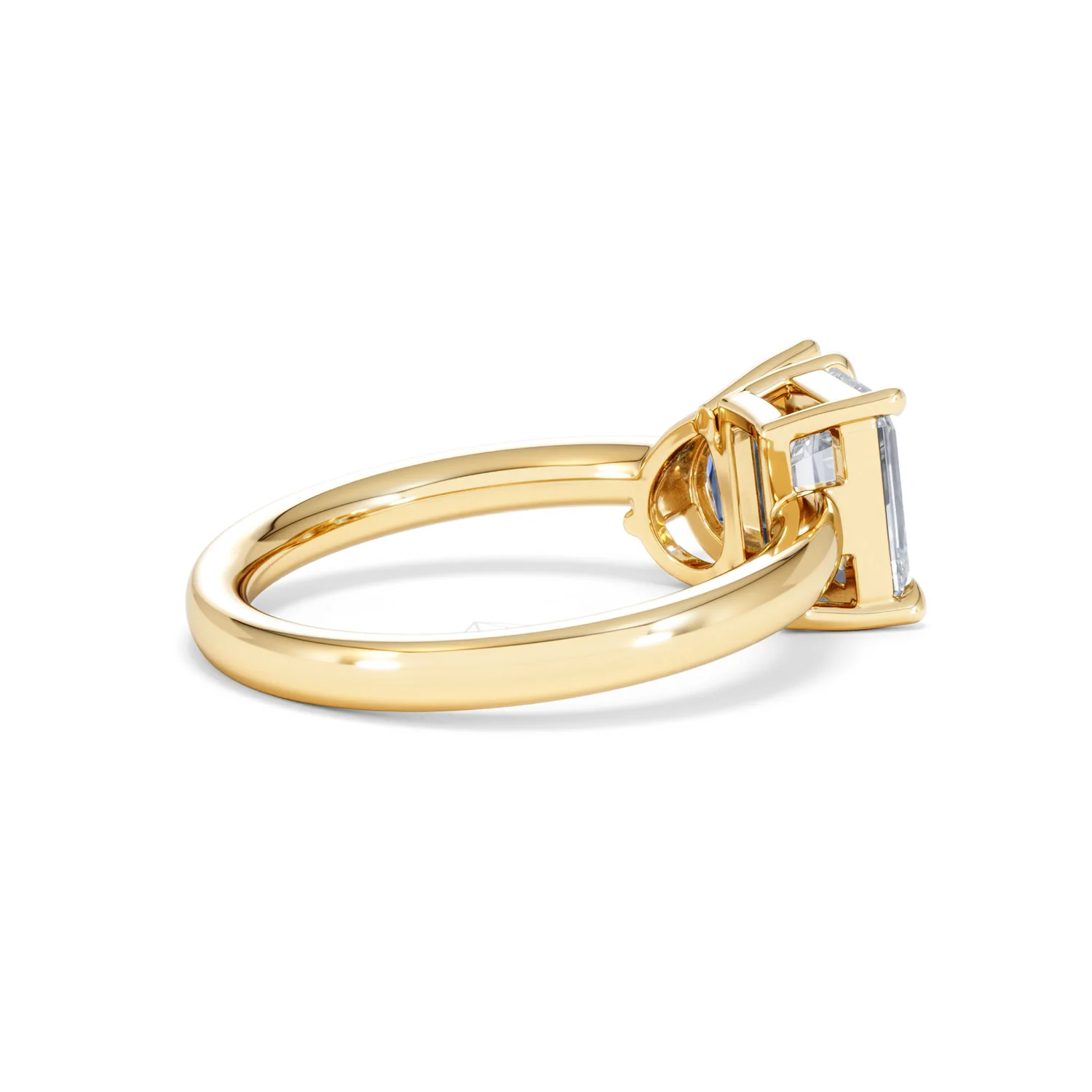 Toi Et Moi 1.50ct Emerald Cut Lab Diamond and 1.50ct Pear Lab Sapphire Engagement Ring in 18K Yellow Gold - Image 35