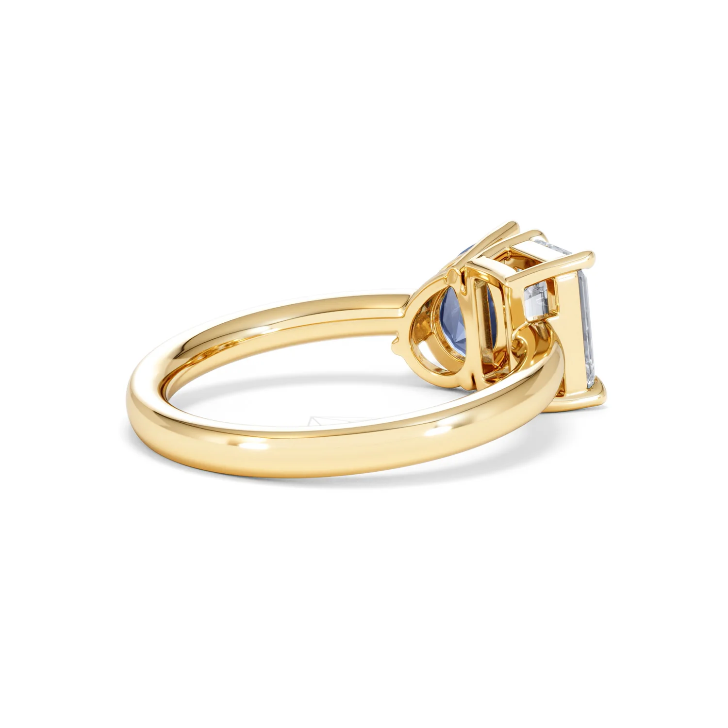 Toi Et Moi 1.50ct Emerald Cut Lab Diamond and 1.50ct Pear Lab Sapphire Engagement Ring in 18K Yellow Gold - Image 37