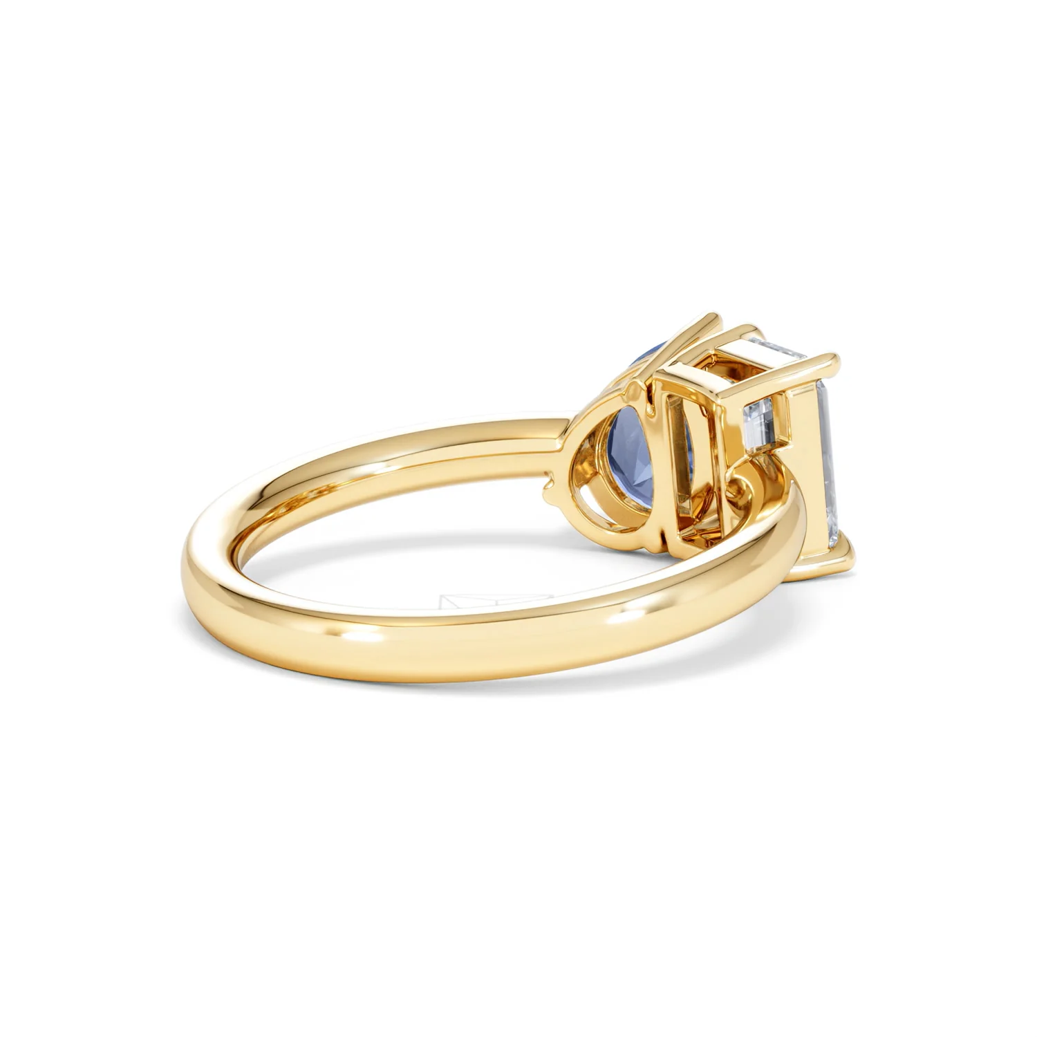 Toi Et Moi 1.50ct Emerald Cut Lab Diamond and 1.50ct Pear Lab Sapphire Engagement Ring in 18K Yellow Gold - Image 38