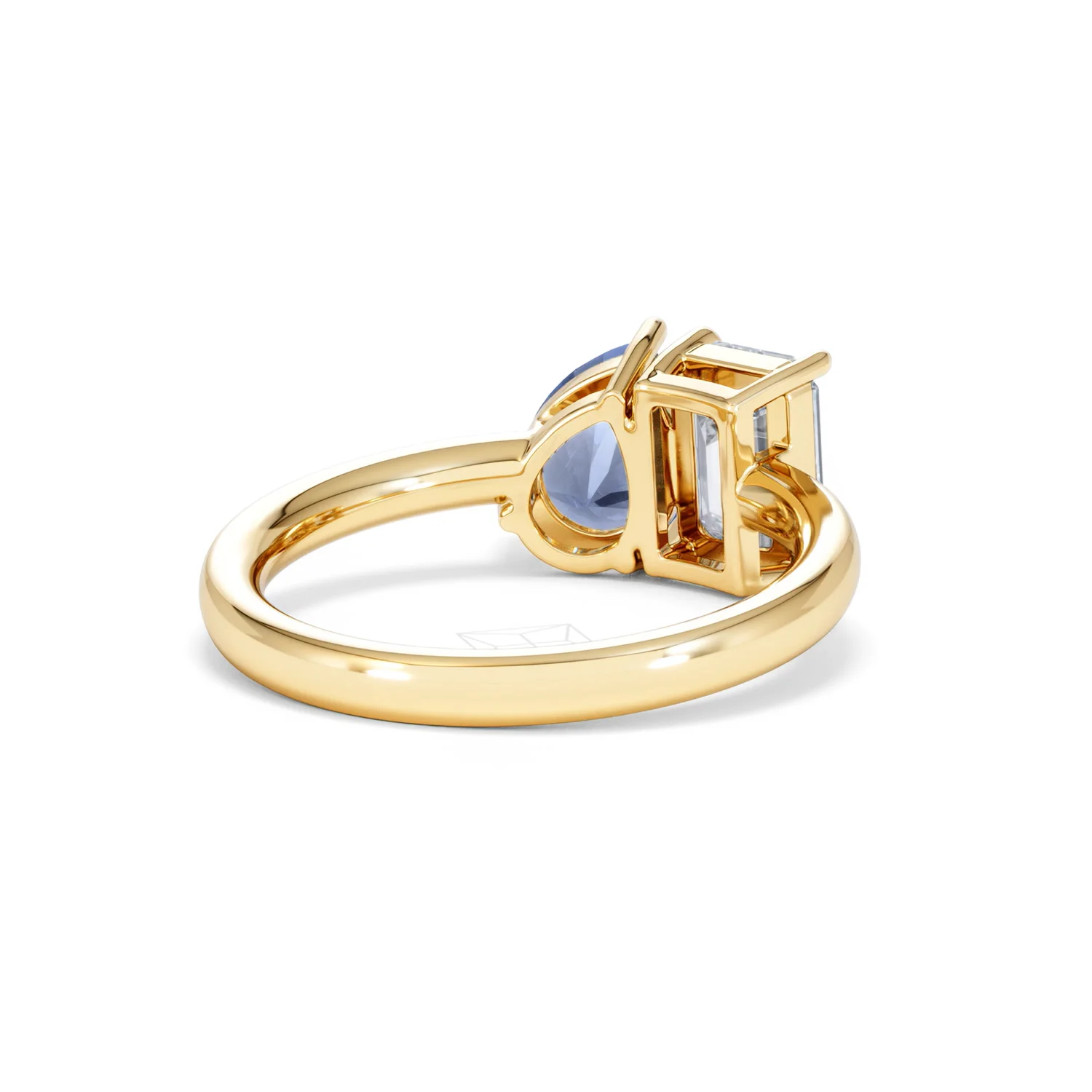 Toi Et Moi 1.50ct Emerald Cut Lab Diamond and 1.50ct Pear Lab Sapphire Engagement Ring in 18K Yellow Gold - Image 42