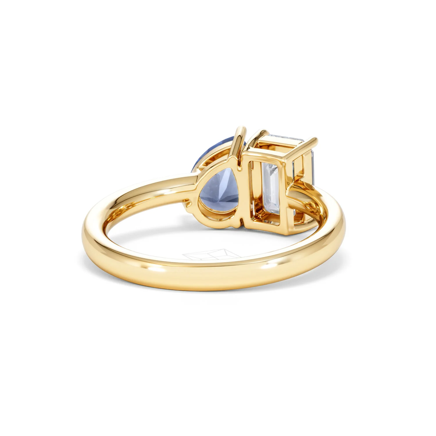 Toi Et Moi 1.50ct Emerald Cut Lab Diamond and 1.50ct Pear Lab Sapphire Engagement Ring in 18K Yellow Gold - Image 44