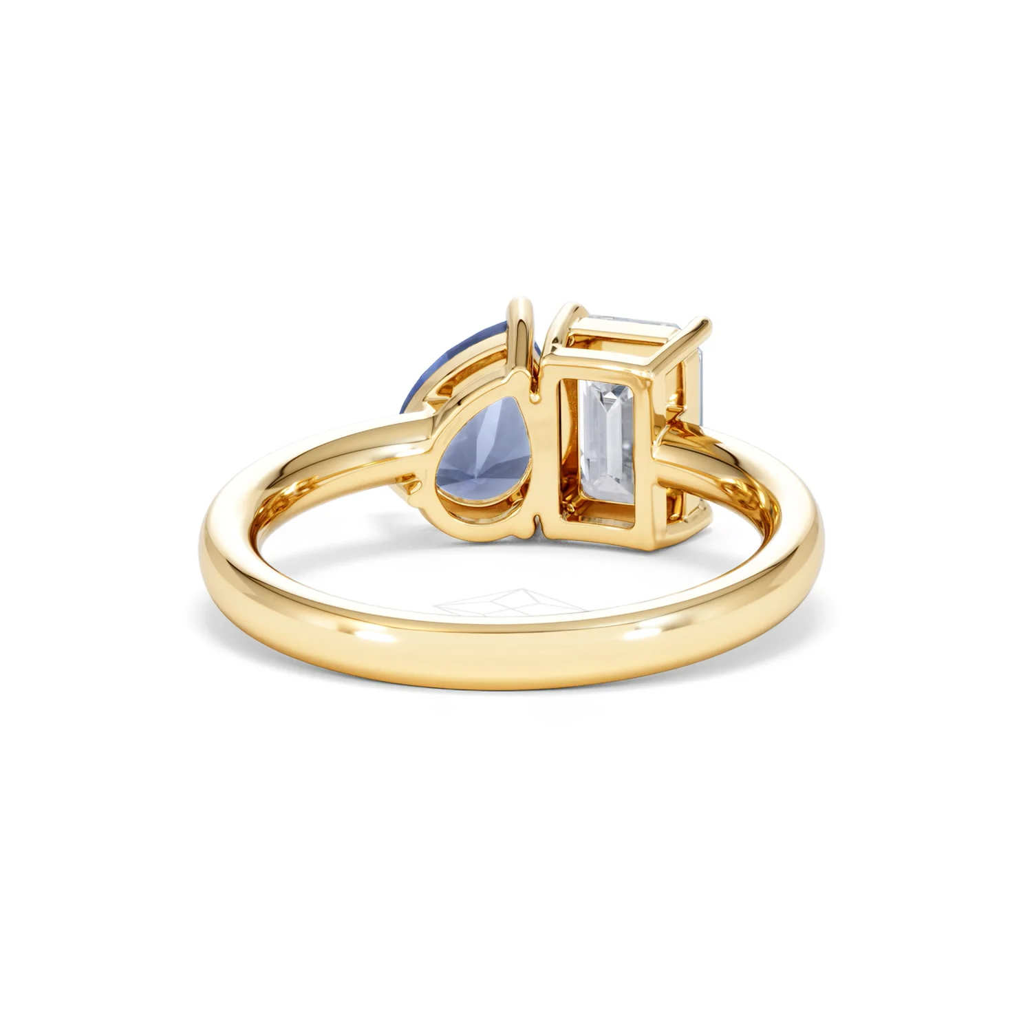 Toi Et Moi 1.50ct Emerald Cut Lab Diamond and 1.50ct Pear Lab Sapphire Engagement Ring in 18K Yellow Gold - Image 46