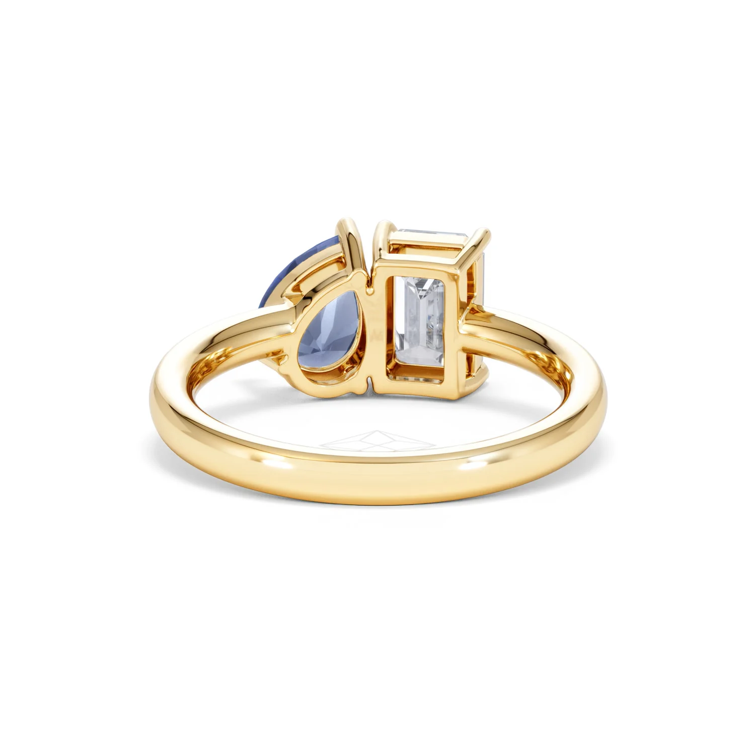 Toi Et Moi 1.50ct Emerald Cut Lab Diamond and 1.50ct Pear Lab Sapphire Engagement Ring in 18K Yellow Gold - Image 48