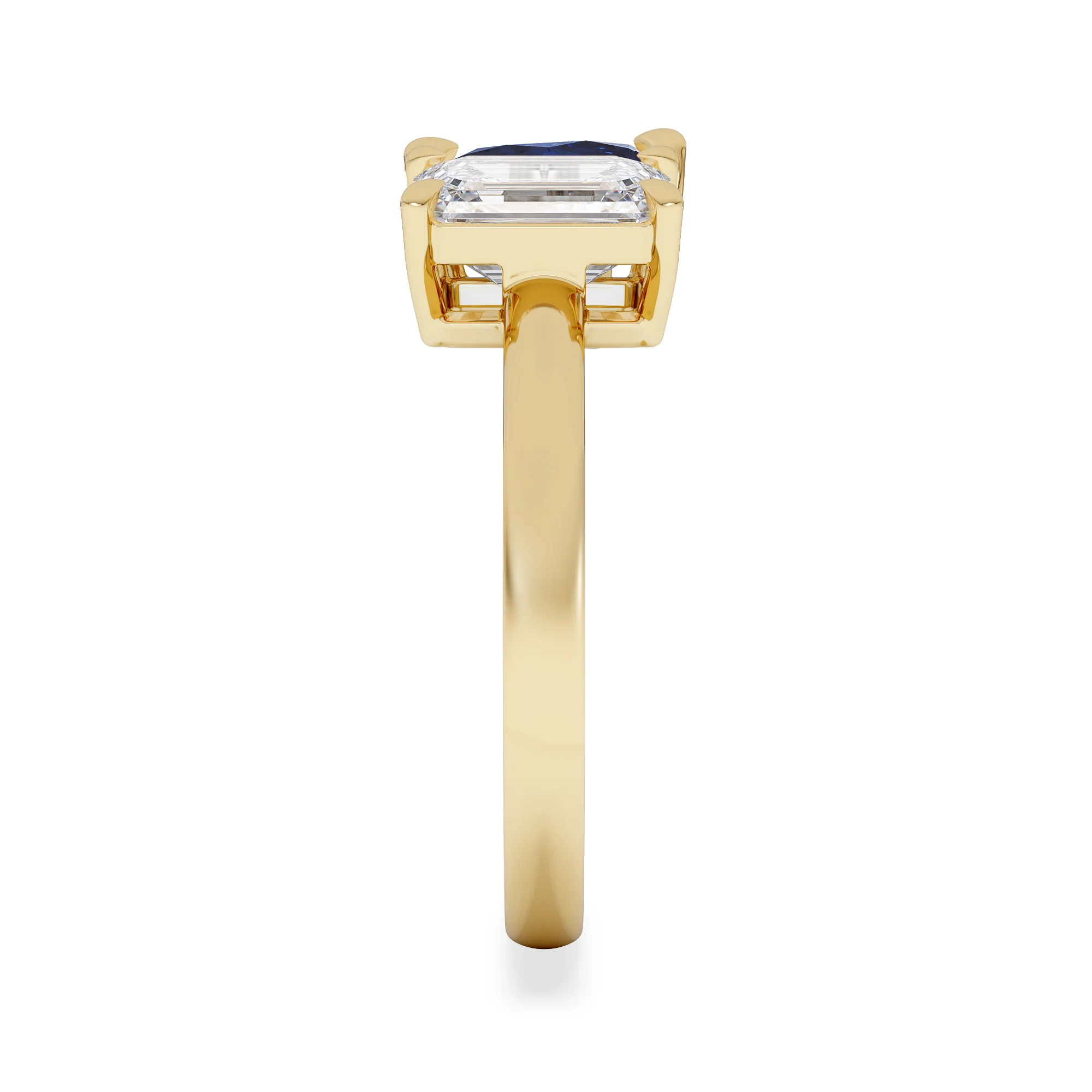 Toi Et Moi 1.50ct Emerald Cut Lab Diamond and 1.50ct Pear Lab Sapphire Engagement Ring in 18K Yellow Gold - Image 5