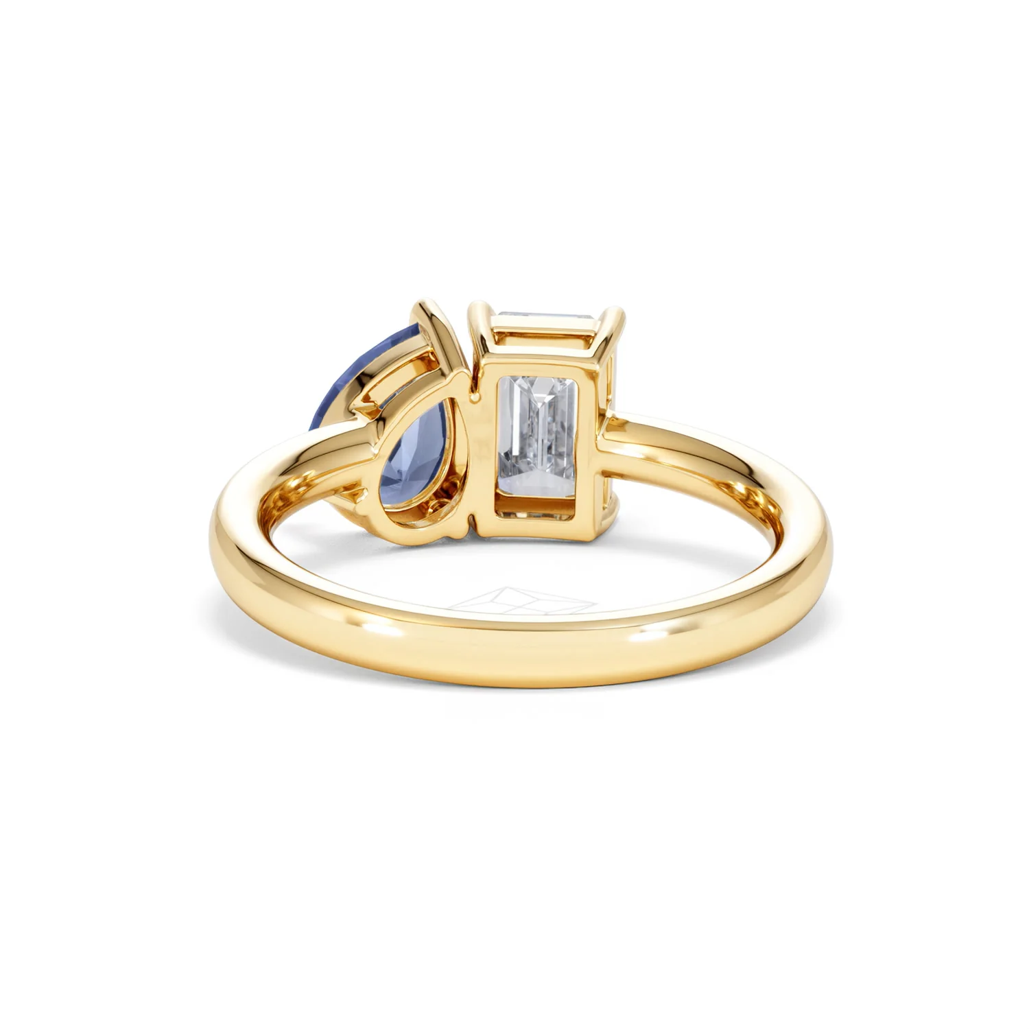 Toi Et Moi 1.50ct Emerald Cut Lab Diamond and 1.50ct Pear Lab Sapphire Engagement Ring in 18K Yellow Gold - Image 50