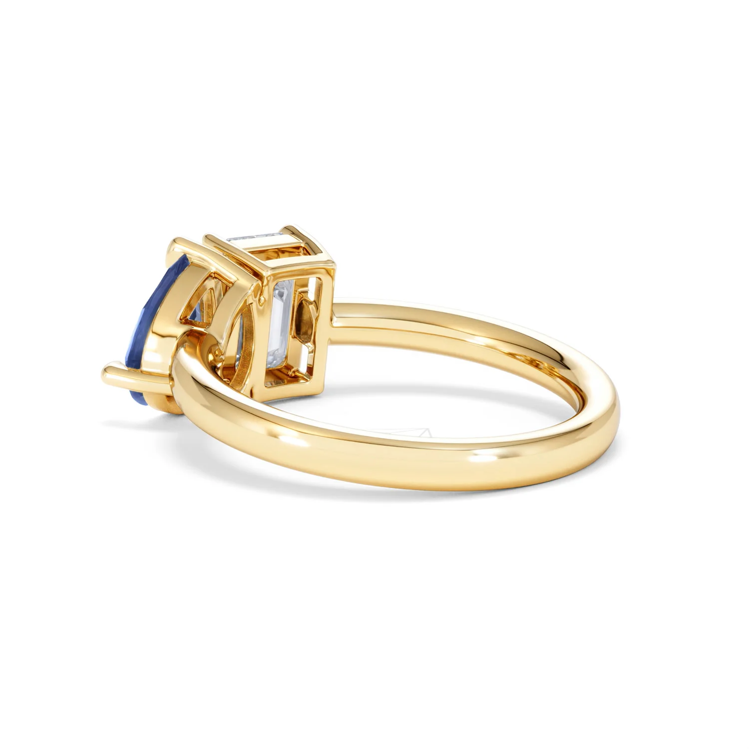 Toi Et Moi 1.50ct Emerald Cut Lab Diamond and 1.50ct Pear Lab Sapphire Engagement Ring in 18K Yellow Gold - Image 59