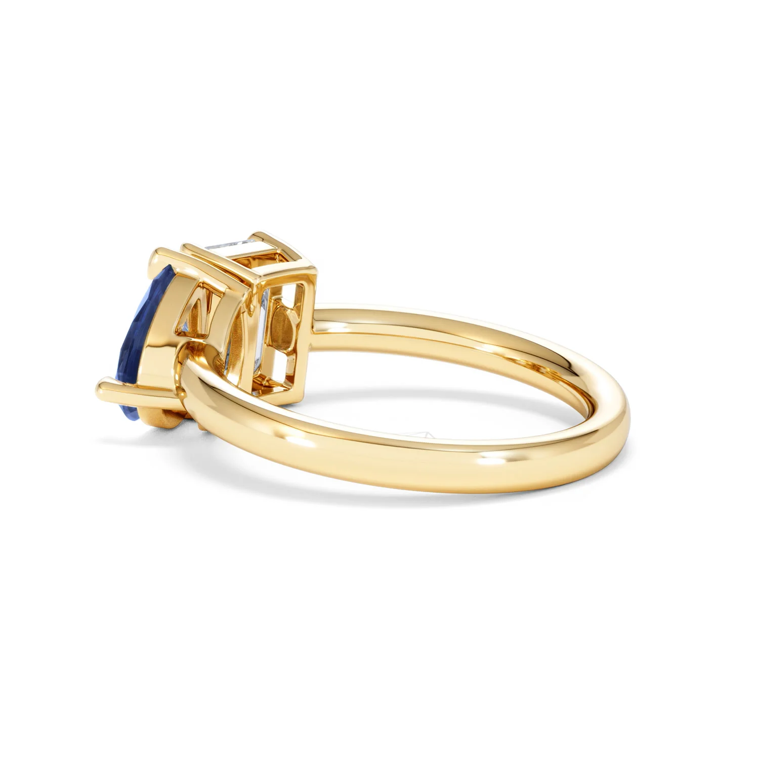 Toi Et Moi 1.50ct Emerald Cut Lab Diamond and 1.50ct Pear Lab Sapphire Engagement Ring in 18K Yellow Gold - Image 61