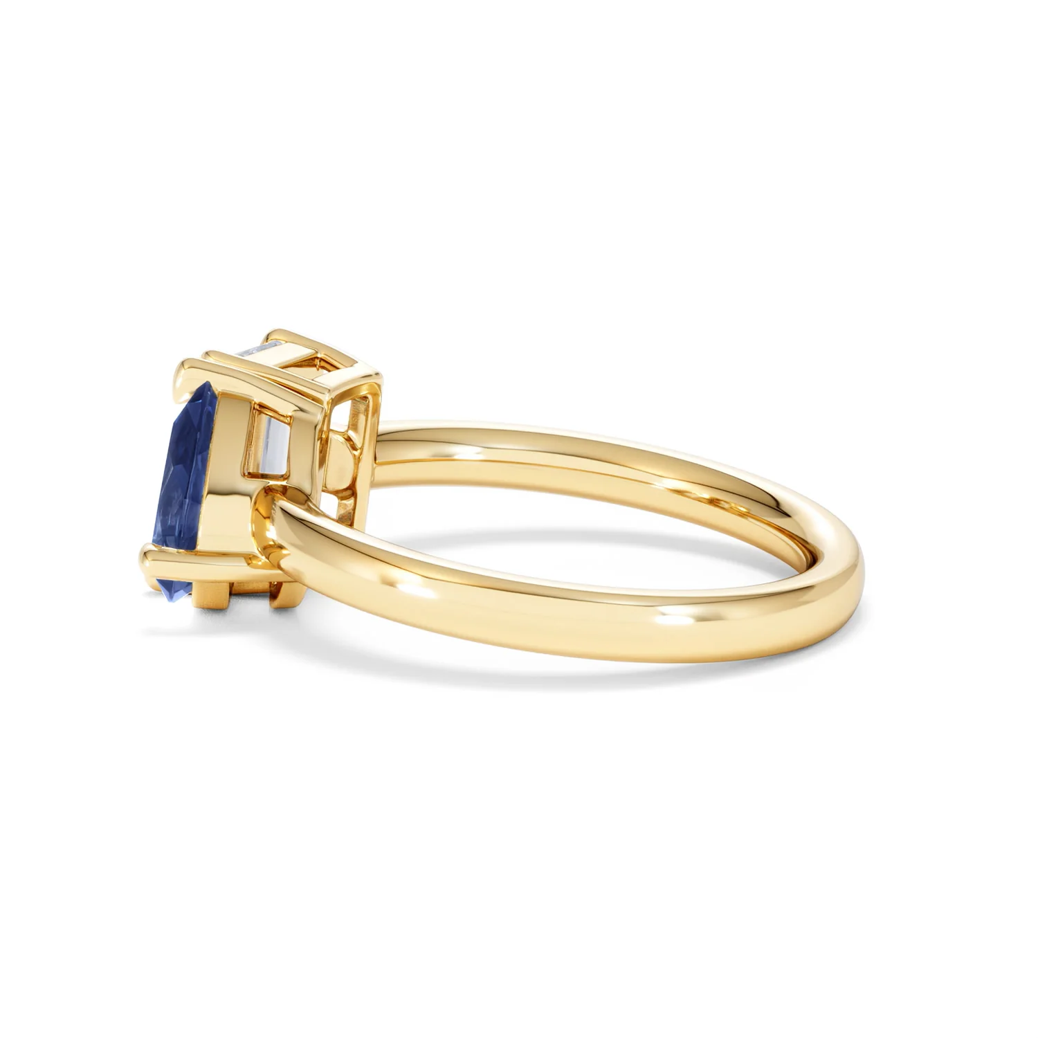Toi Et Moi 1.50ct Emerald Cut Lab Diamond and 1.50ct Pear Lab Sapphire Engagement Ring in 18K Yellow Gold - Image 65