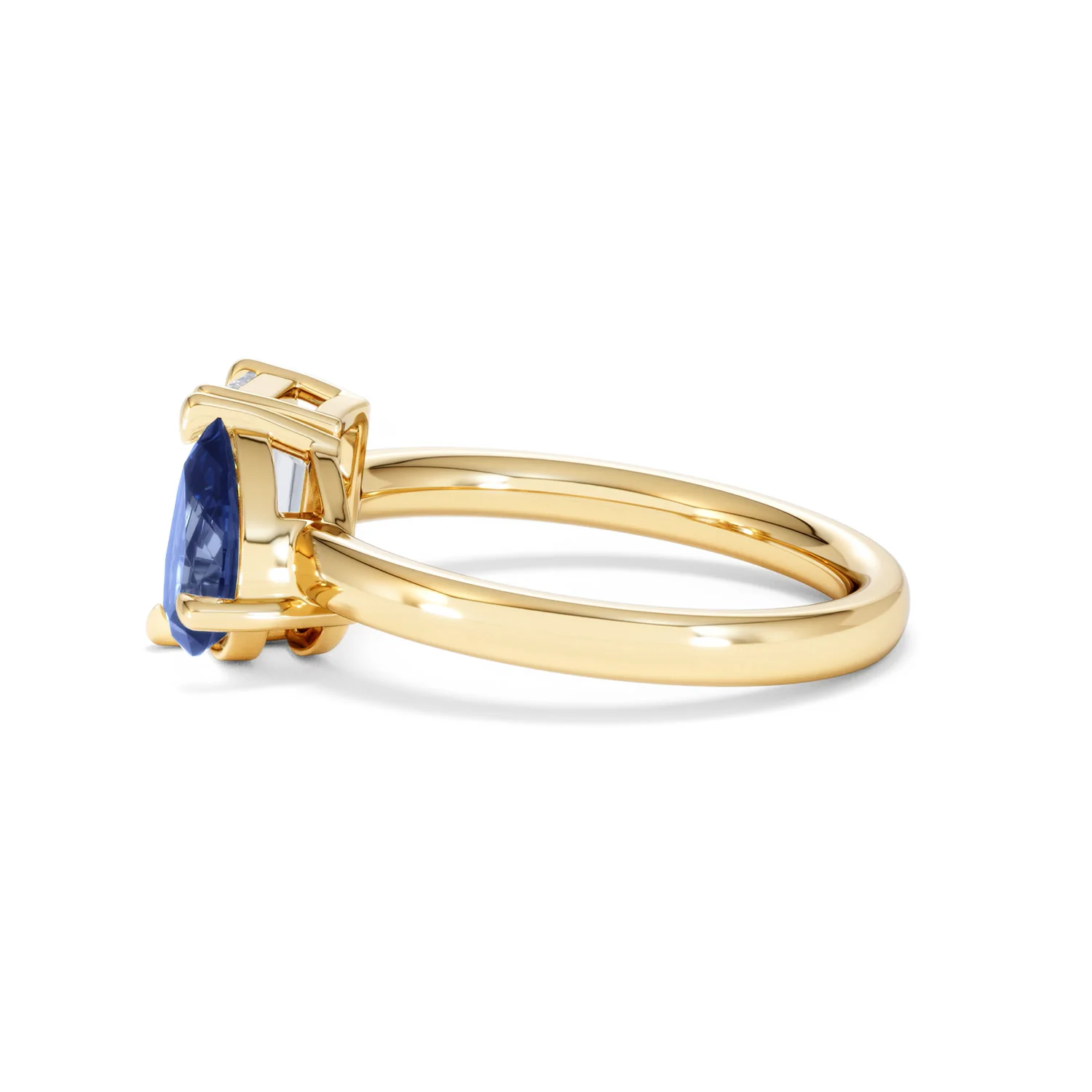 Toi Et Moi 1.50ct Emerald Cut Lab Diamond and 1.50ct Pear Lab Sapphire Engagement Ring in 18K Yellow Gold - Image 68