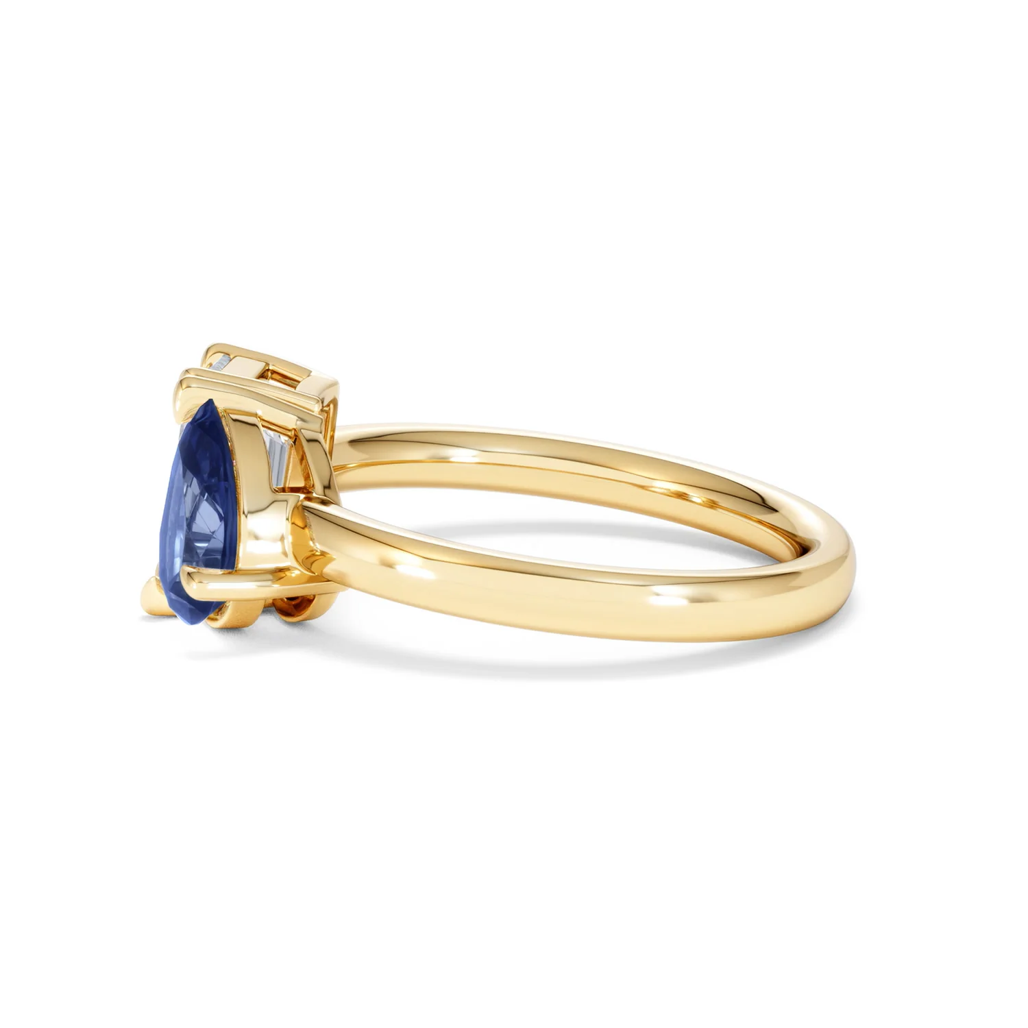 Toi Et Moi 1.50ct Emerald Cut Lab Diamond and 1.50ct Pear Lab Sapphire Engagement Ring in 18K Yellow Gold - Image 69