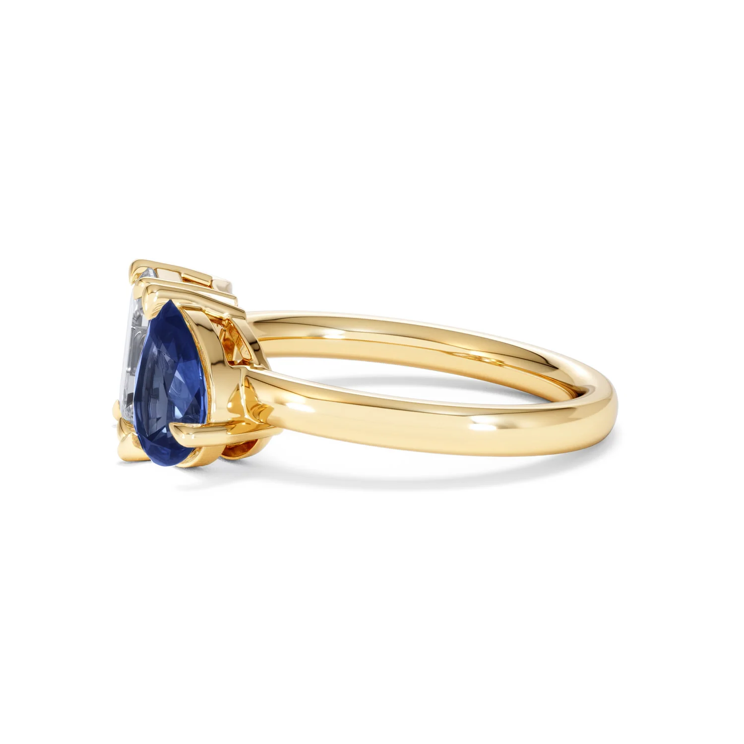 Toi Et Moi 1.50ct Emerald Cut Lab Diamond and 1.50ct Pear Lab Sapphire Engagement Ring in 18K Yellow Gold - Image 72