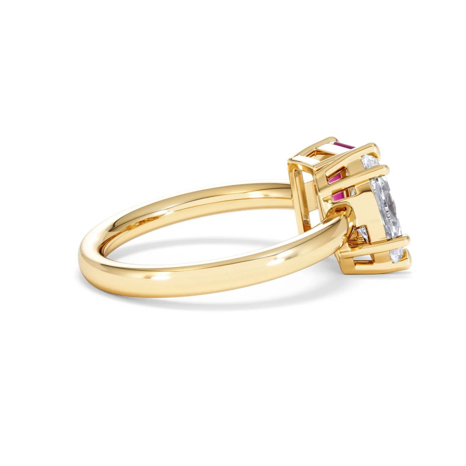 Toi Et Moi 1.50ct Marquise Lab Diamond and 3.30ct Emerald Cut Lab Ruby Engagement Ring in 18K Yellow Gold - Image 33