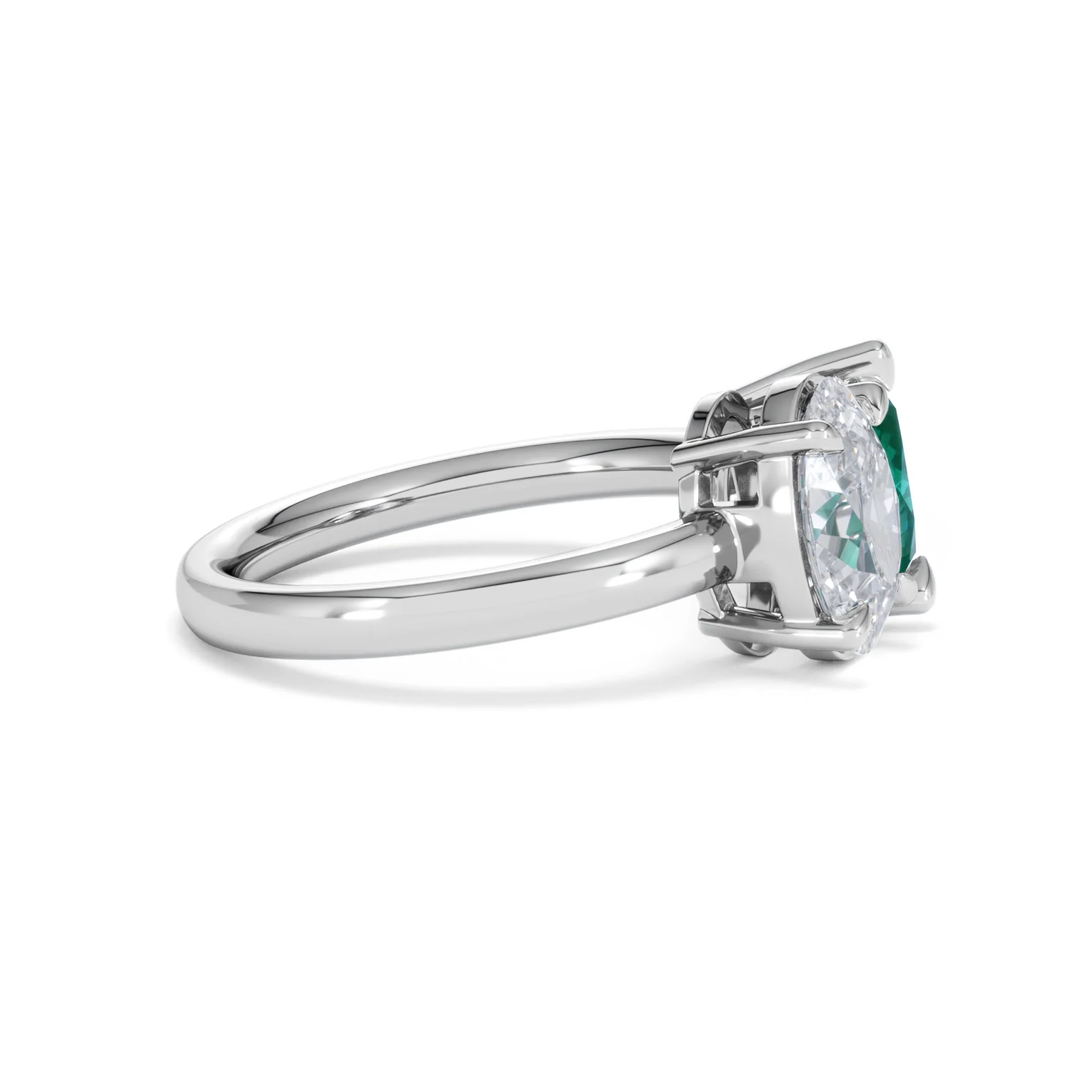 Toi Et Moi 1.50ct Oval Lab Diamond and 2.00ct Pear Lab Emerald Engagement Ring in Platinum - Image 26