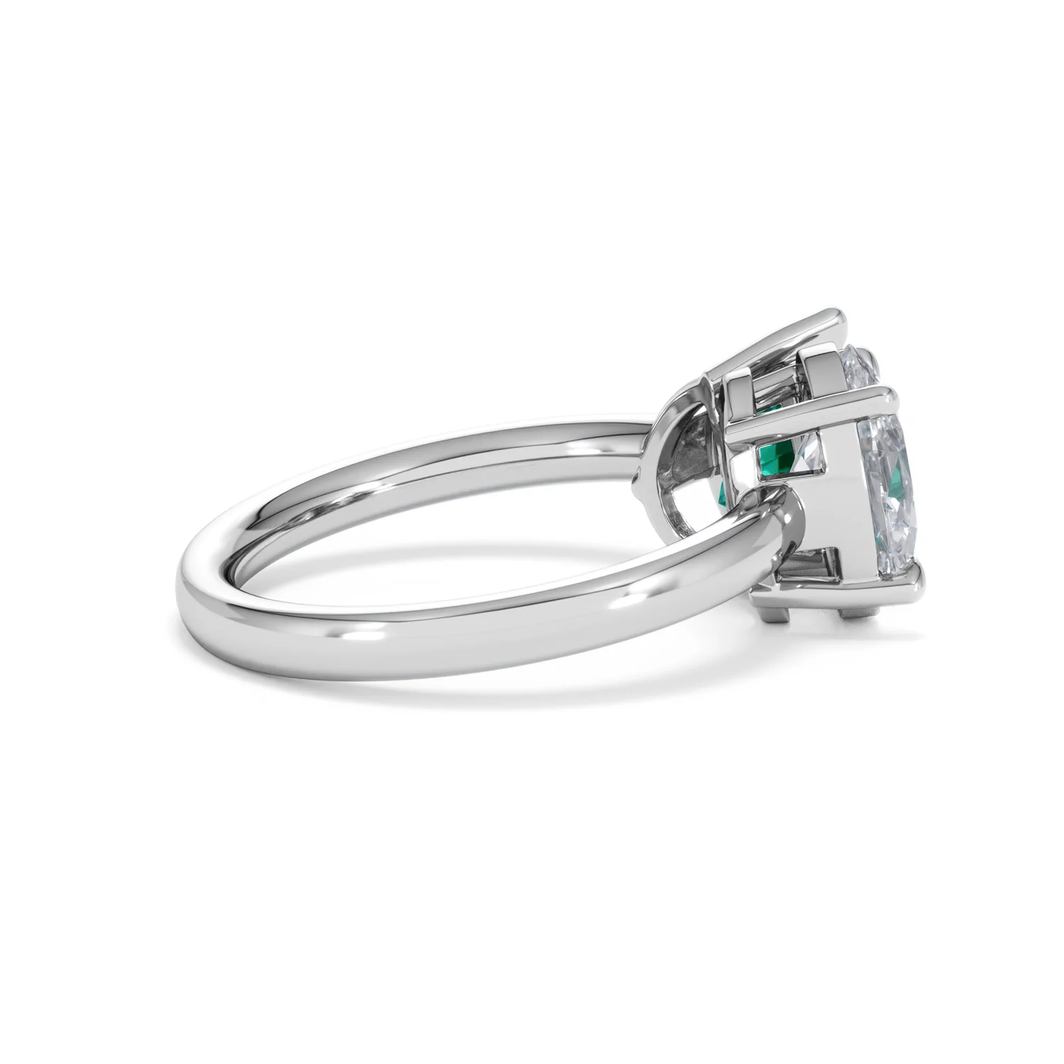 Toi Et Moi 1.50ct Oval Lab Diamond and 2.00ct Pear Lab Emerald Engagement Ring in Platinum - Image 32