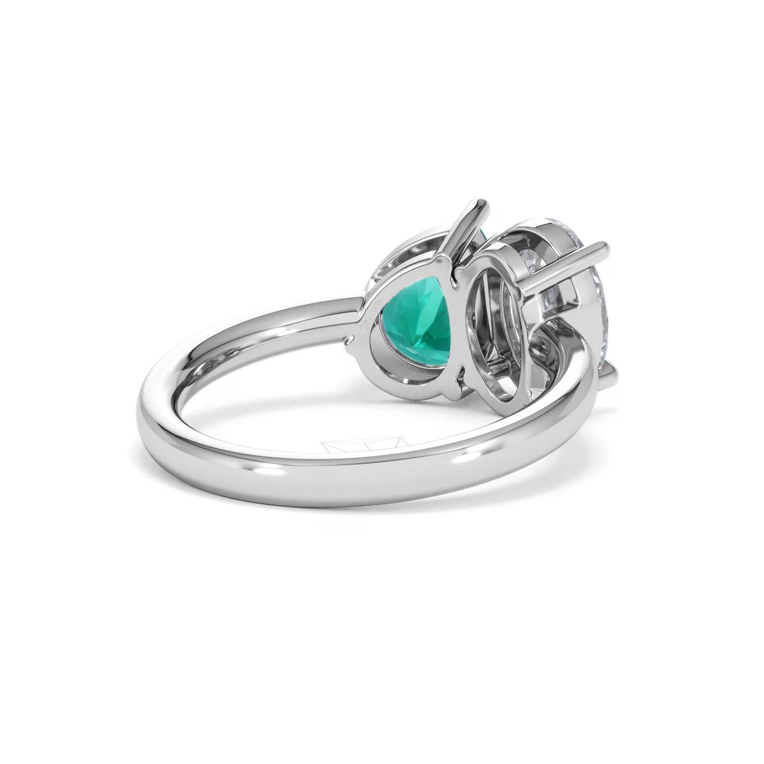 Toi Et Moi 1.50ct Oval Lab Diamond and 2.00ct Pear Lab Emerald Engagement Ring in Platinum - Image 41