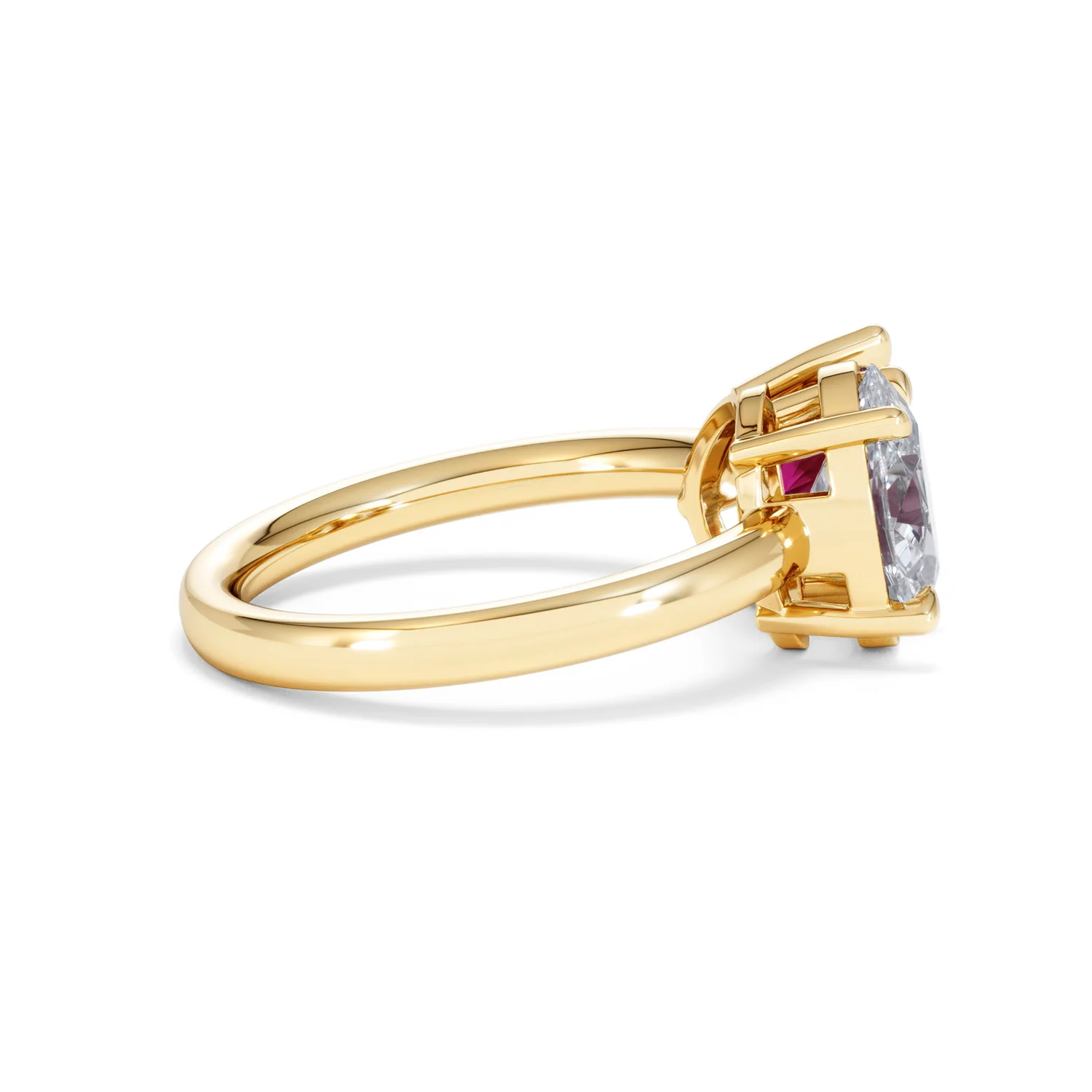 Toi Et Moi 1.50ct Oval Lab Diamond and 2.00ct Pear Lab Ruby Engagement Ring in 18K Yellow Gold - Image 31