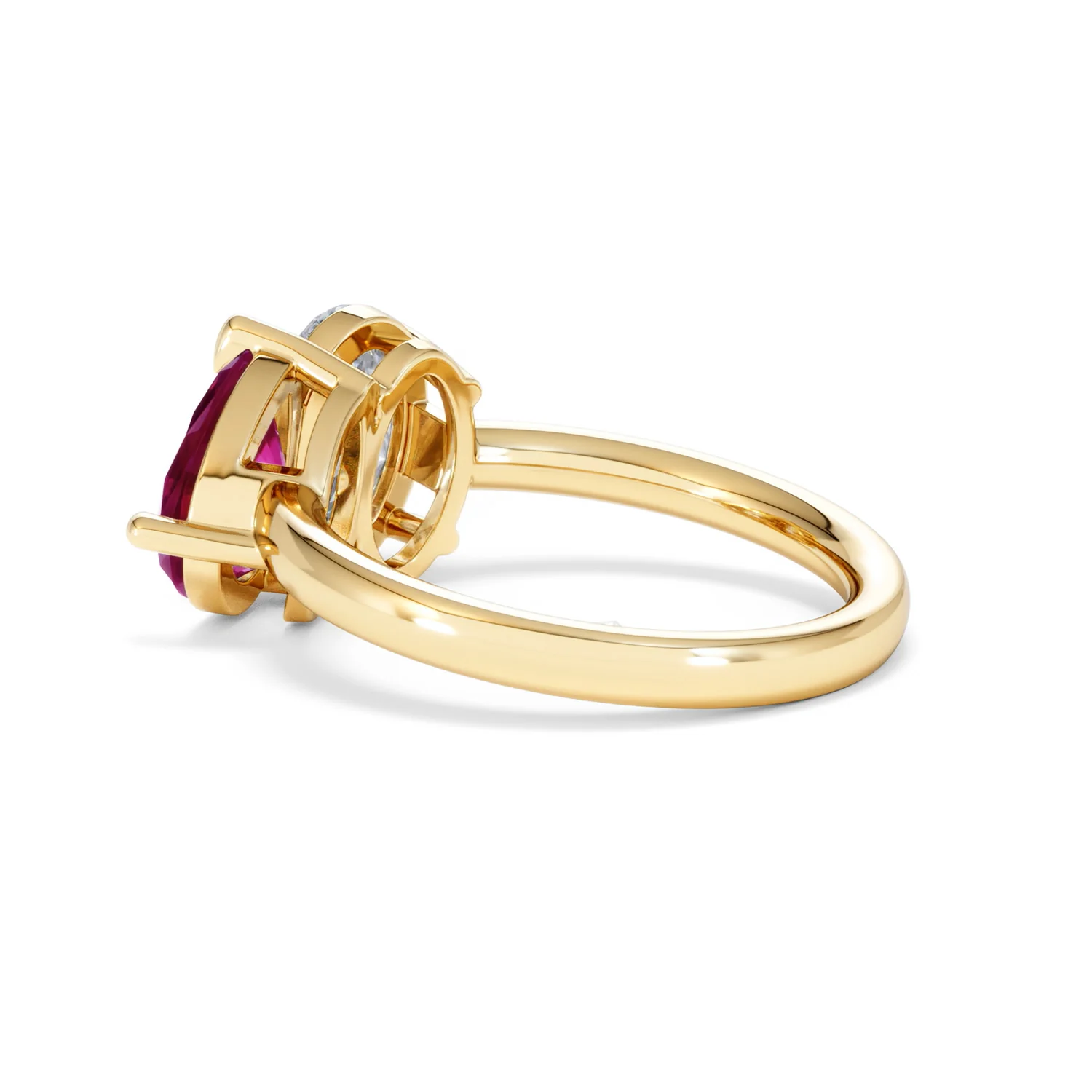 Toi Et Moi 1.50ct Oval Lab Diamond and 2.00ct Pear Lab Ruby Engagement Ring in 18K Yellow Gold - Image 62
