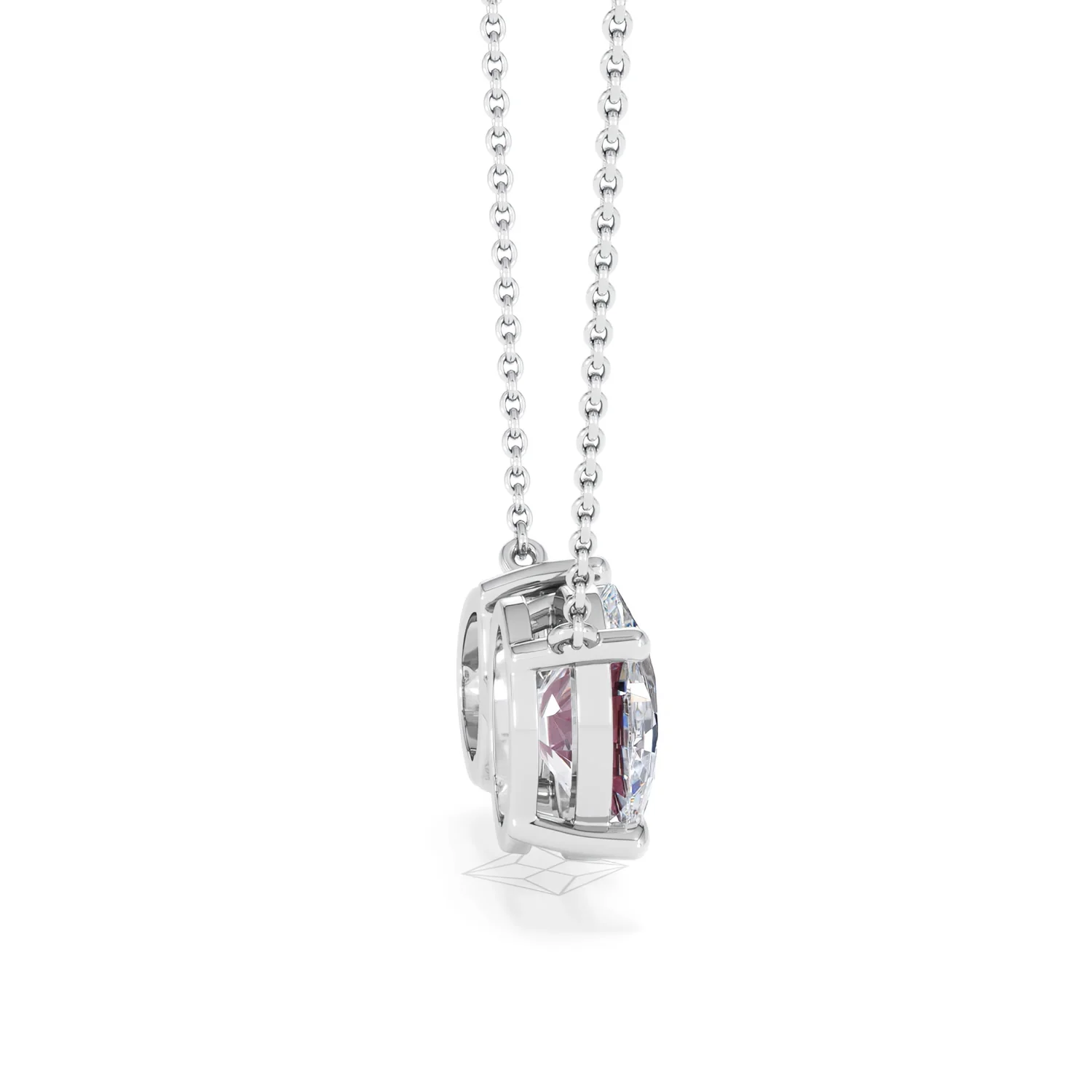 Toi Et Moi 1.50ct Oval Lab Diamond and 2.50ct Pear Lab Ruby Necklace in 18K White Gold - Image 29