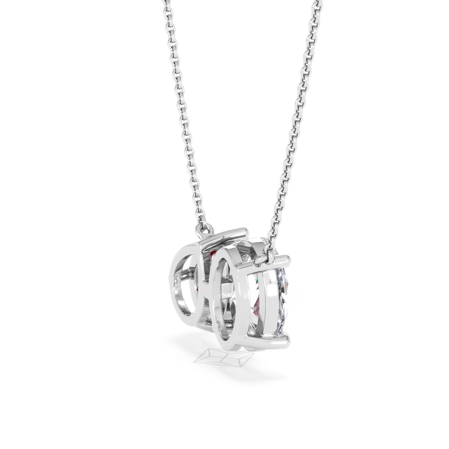 Toi Et Moi 1.50ct Oval Lab Diamond and 2.50ct Pear Lab Ruby Necklace in 18K White Gold - Image 33