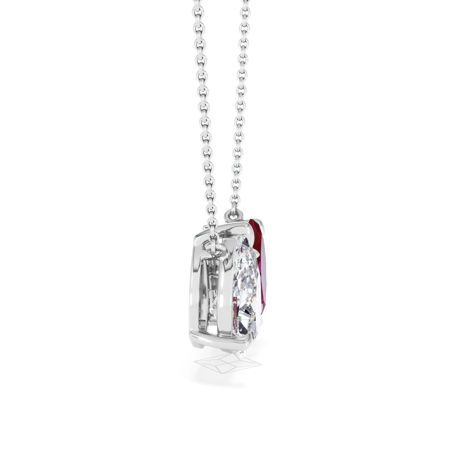 Toi Et Moi 1.50ct Pear Lab Diamond and 1.30ct Marquise Lab Ruby Necklace in 18K White Gold - Image 25