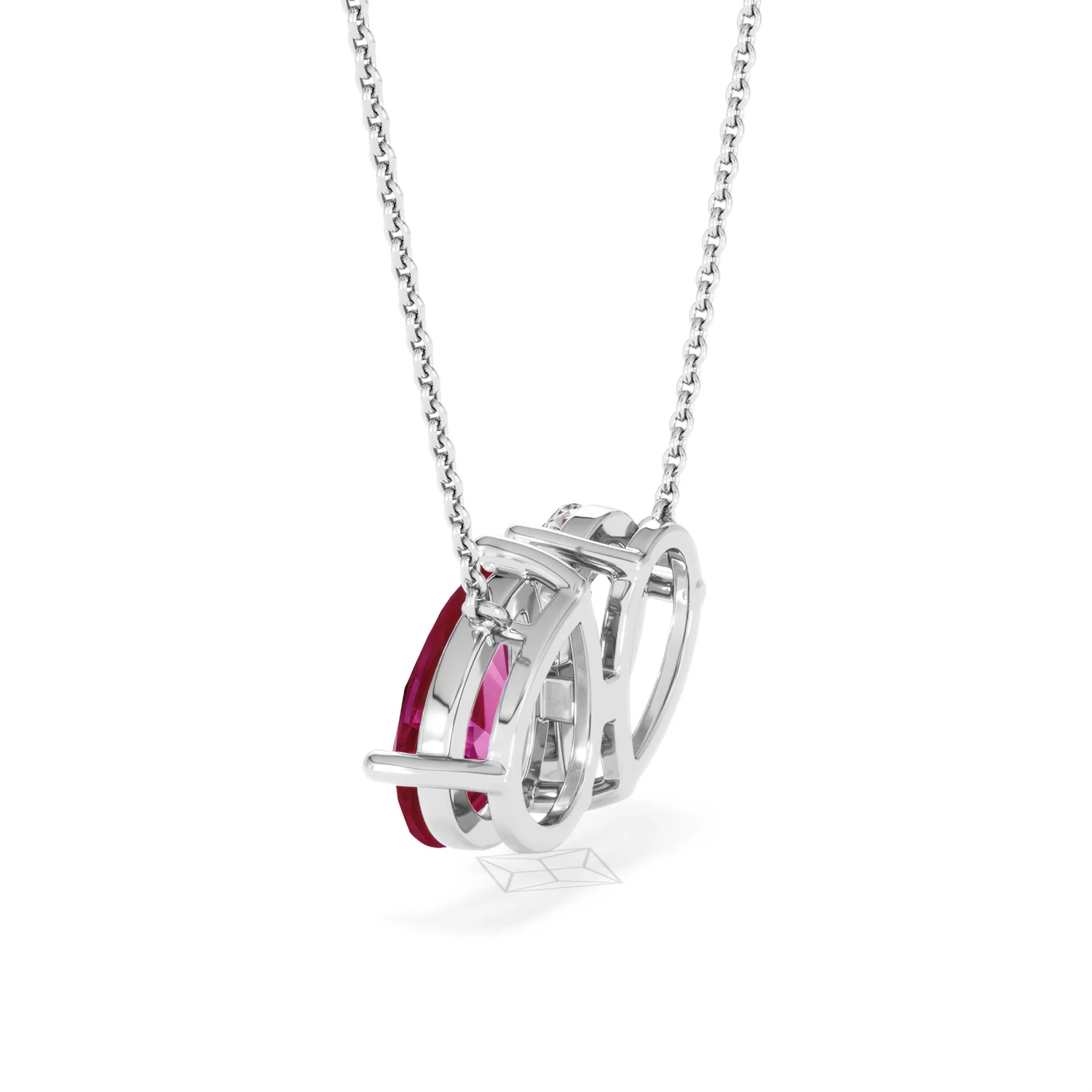 Toi Et Moi 1.50ct Pear Lab Diamond and 2.50ct Pear Lab Ruby Necklace in 18K White Gold - Image 62
