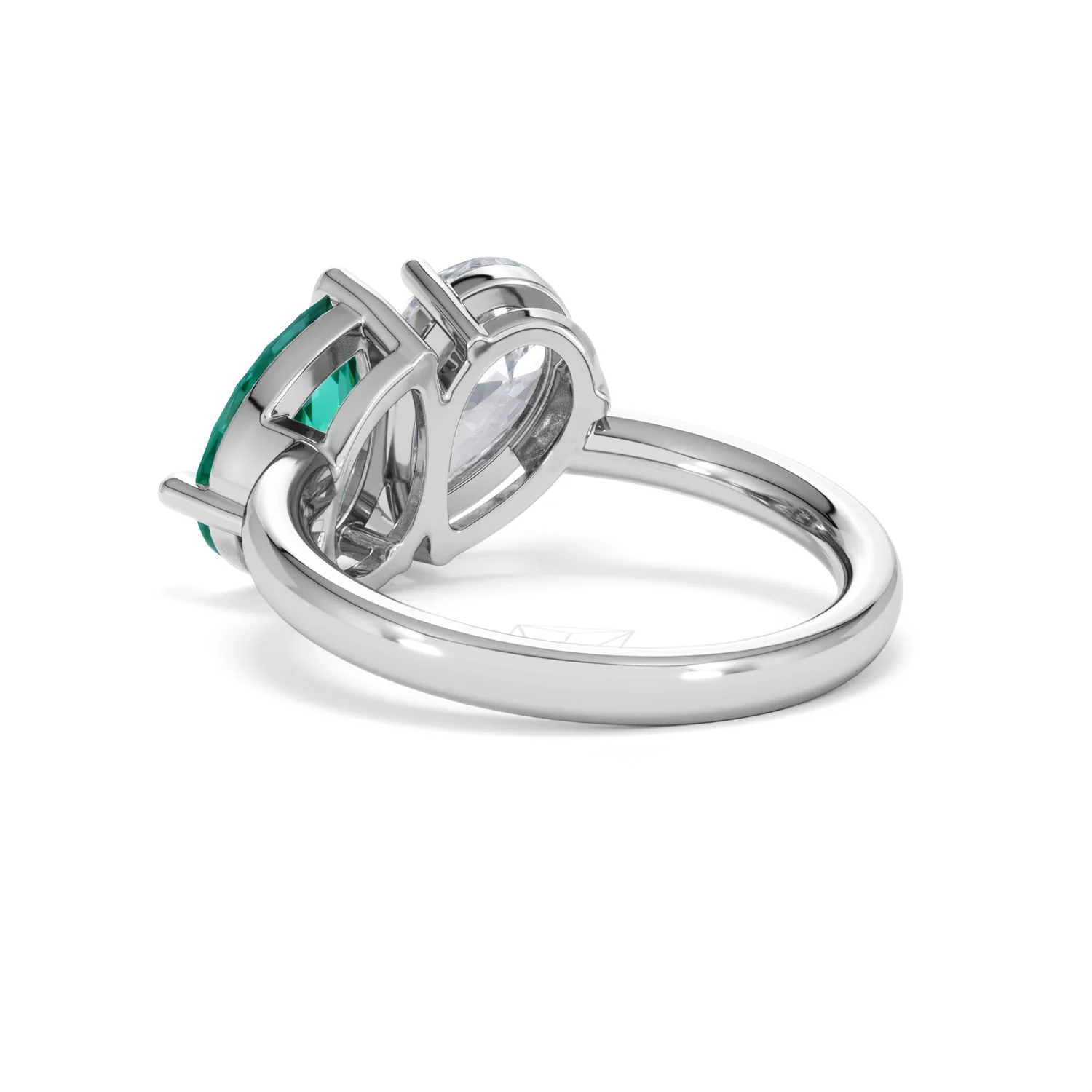 Toi Et Moi 1.50ct Pear Lab Diamond and 2.60ct Pear Lab Emerald Engagement Ring in Platinum - Image 56
