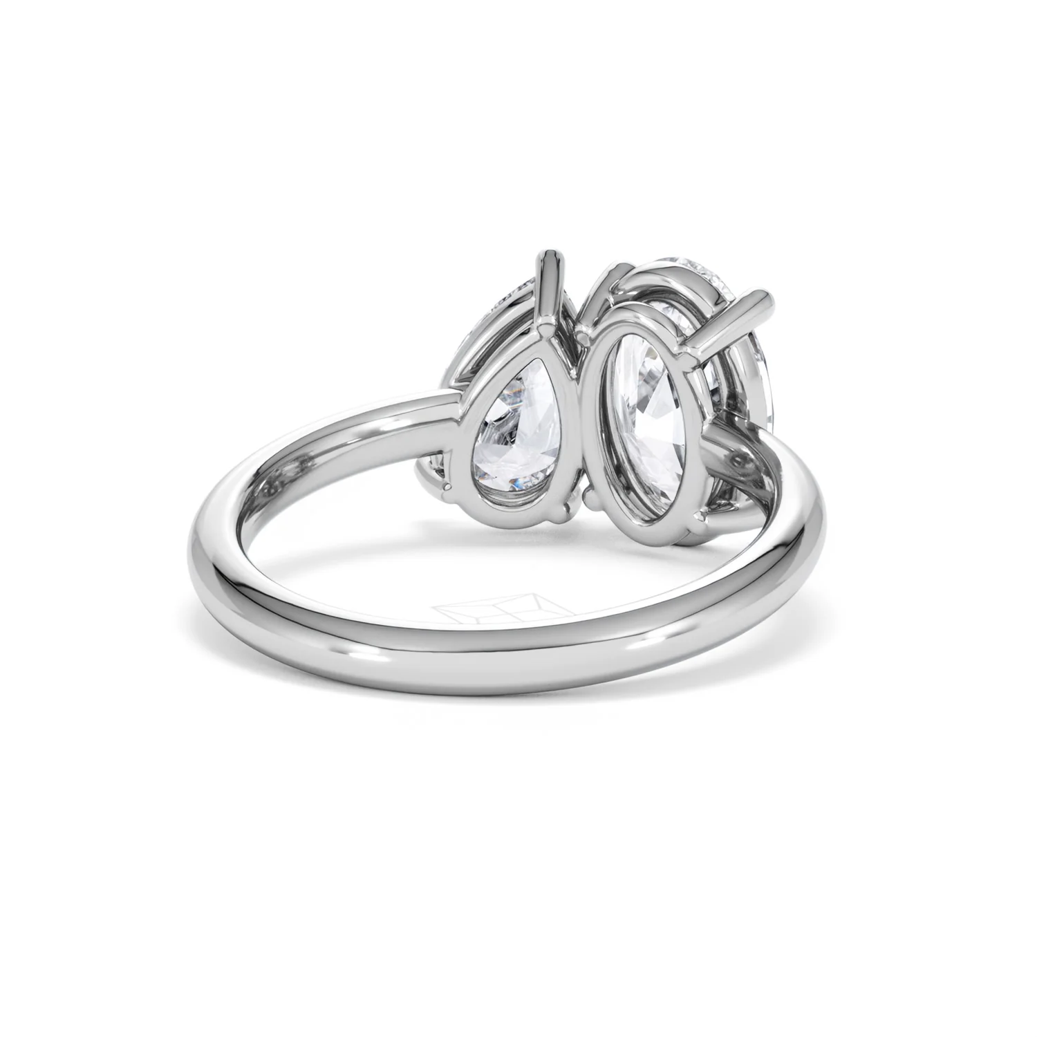 Toi Et Moi 3.00ct Oval and Pear Cut Lab Diamond Engagement Ring in Platinum - Image 45