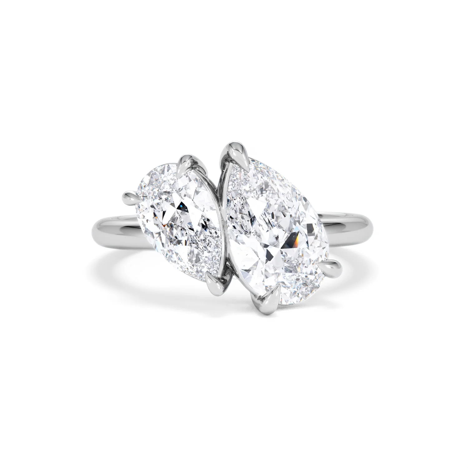 Toi Et Moi 3.00ct Pear Cut Lab Diamond Engagement Ring in Platinum - Image 9