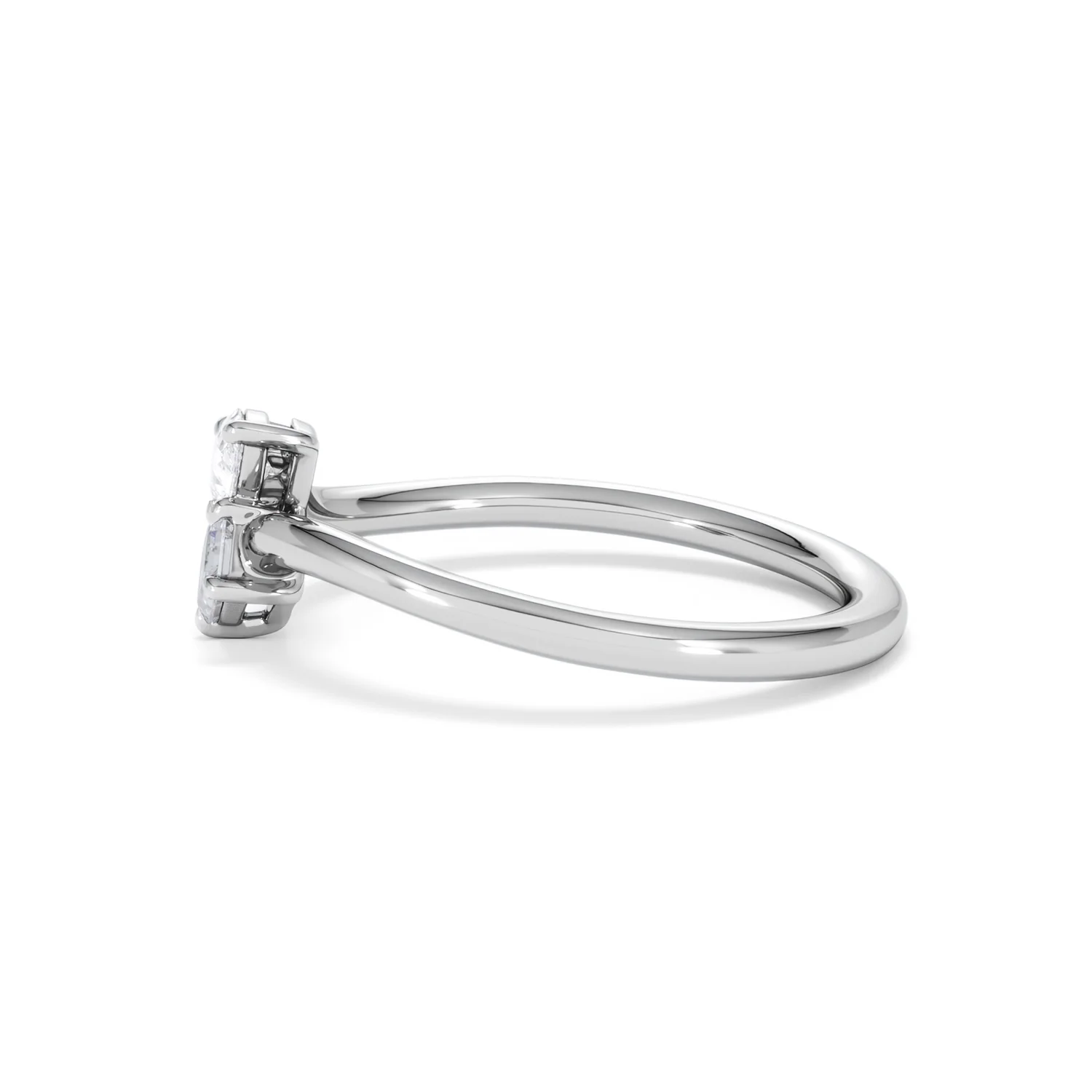 Toi et Moi Emerald and Pear Cut Lab Diamond Ring 0.30ct F/VS in 925 Silver - Image 71