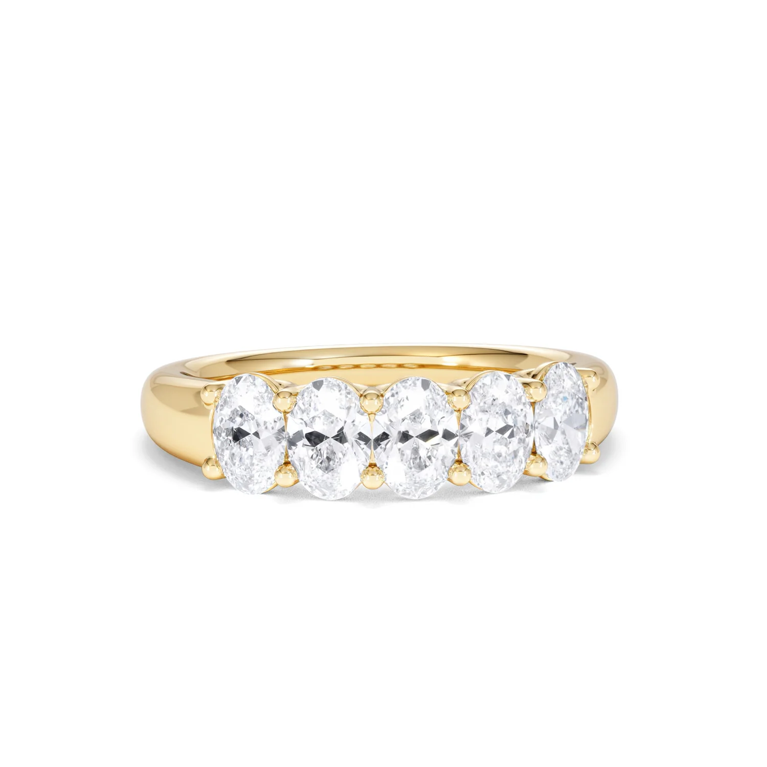 Unity 1.00ct Oval Cut Lab Diamond 5 Stone Ring in 18K Yellow Gold - Image 11