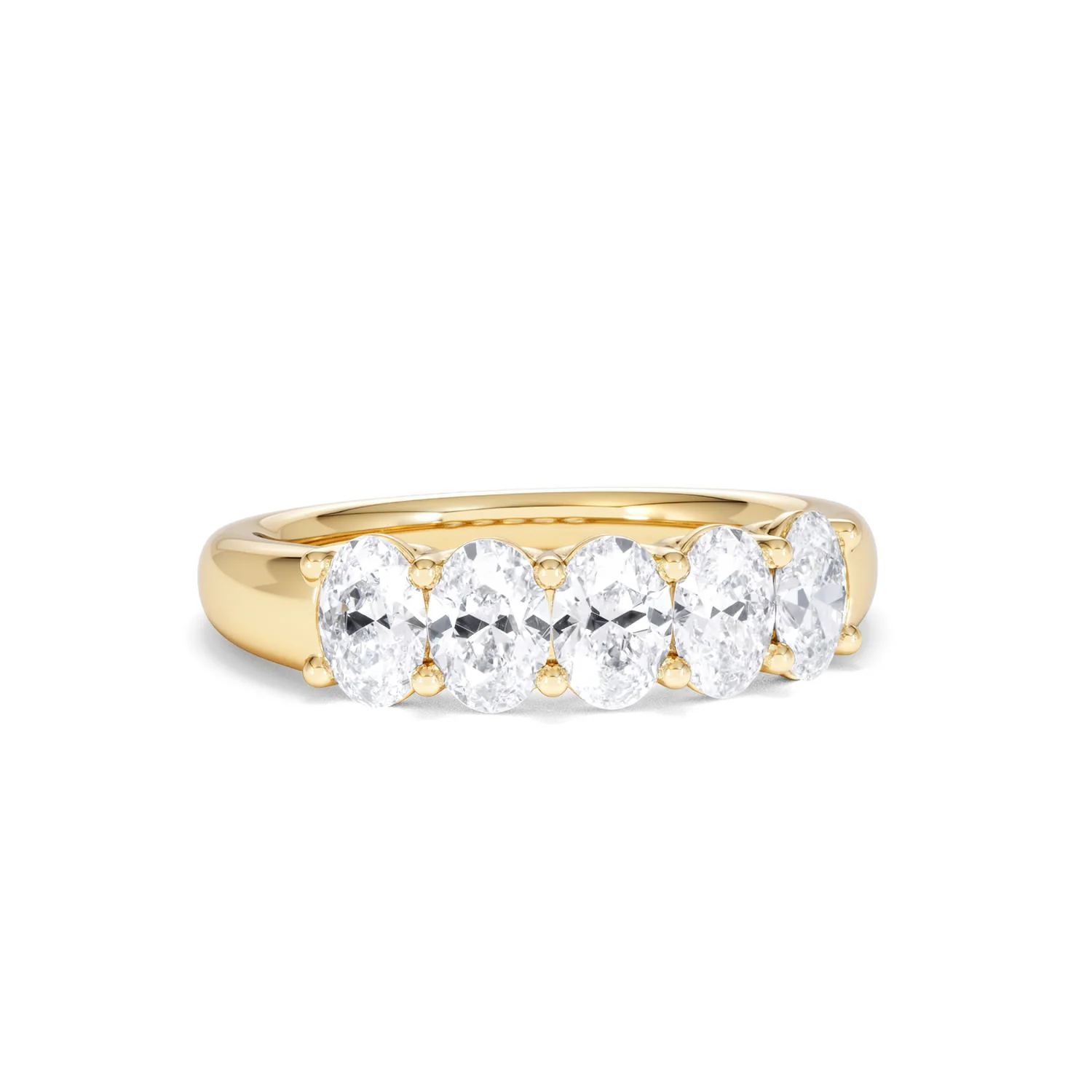 Unity 1.00ct Oval Cut Lab Diamond 5 Stone Ring in 18K Yellow Gold - Image 12