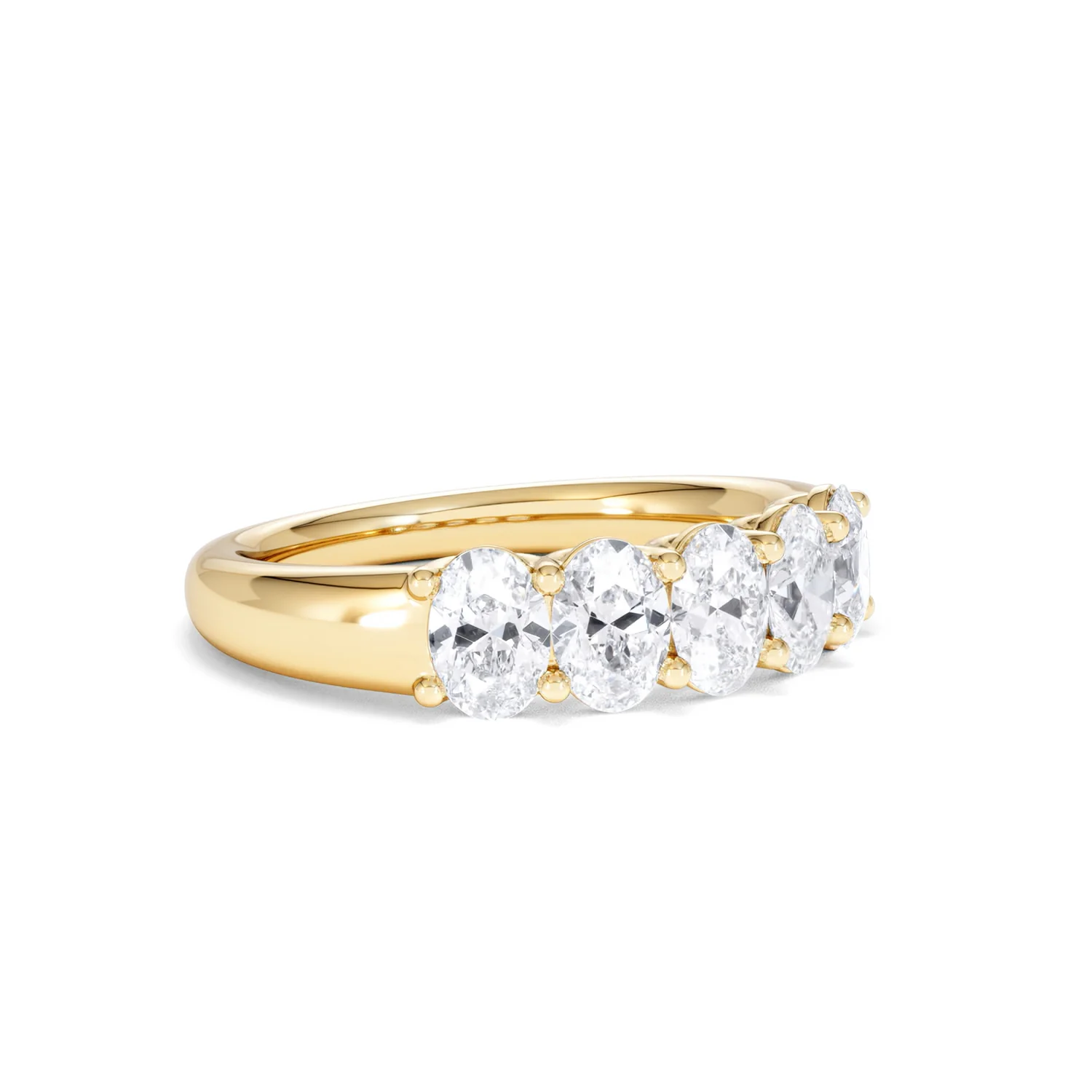 Unity 1.00ct Oval Cut Lab Diamond 5 Stone Ring in 18K Yellow Gold - Image 17