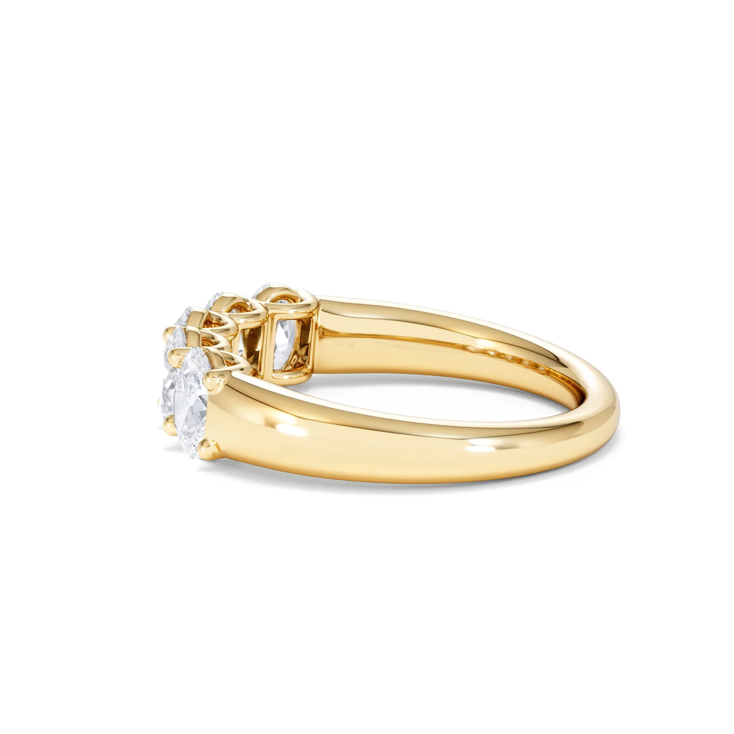 Unity 1.00ct Oval Cut Lab Diamond 5 Stone Ring in 18K Yellow Gold - Image 66