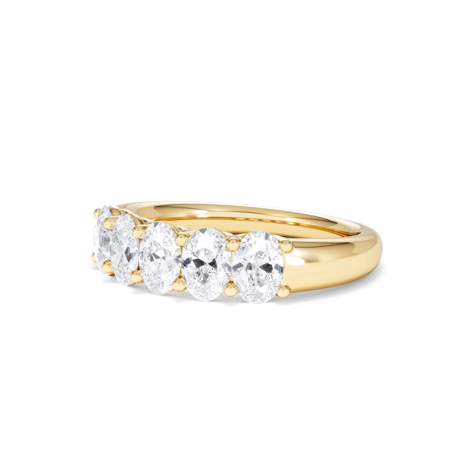 Unity 1.00ct Oval Cut Lab Diamond 5 Stone Ring in 18K Yellow Gold - Image 81