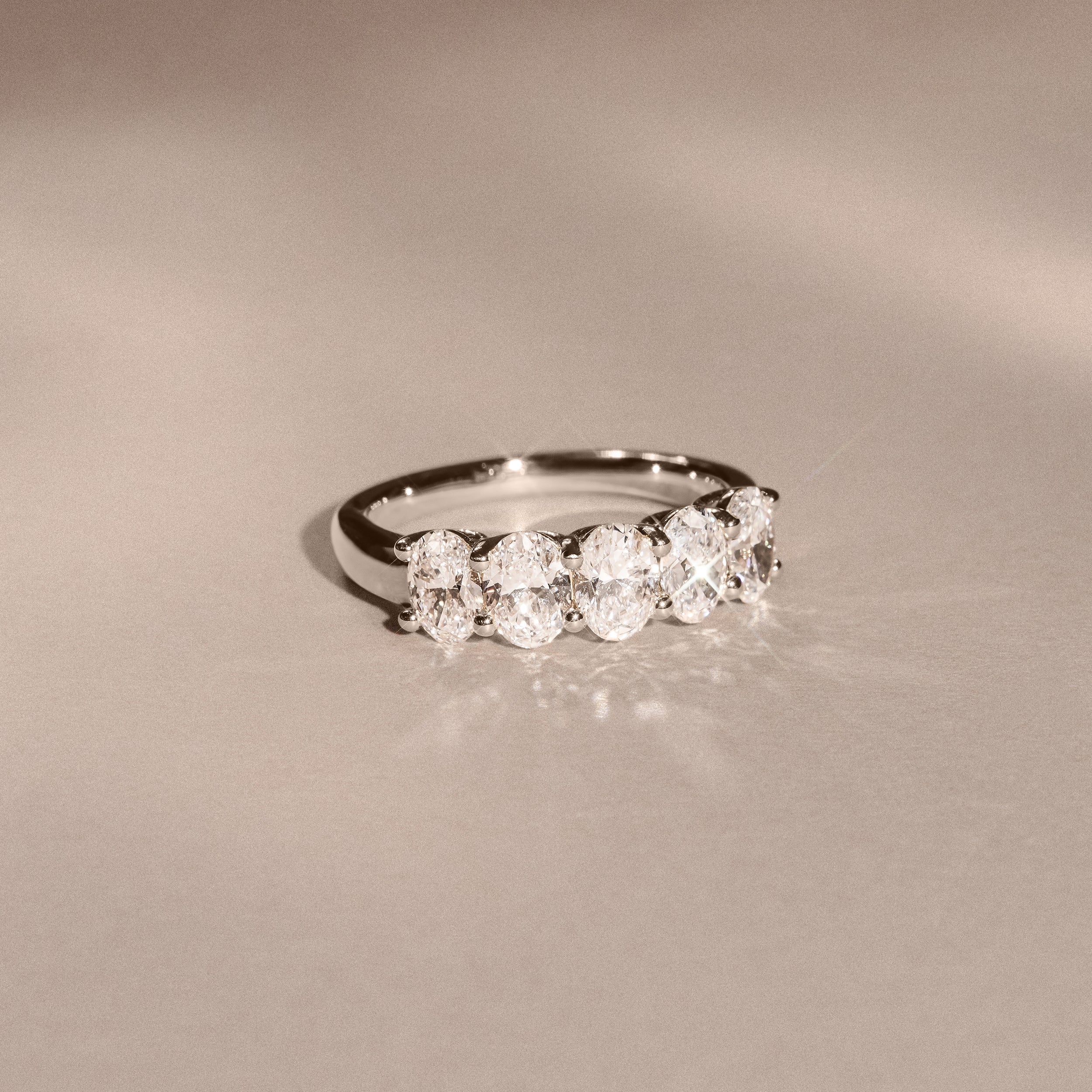 Unity 2.00ct Oval Cut Lab Diamond 5 Stone Ring in Platinum - Image 6
