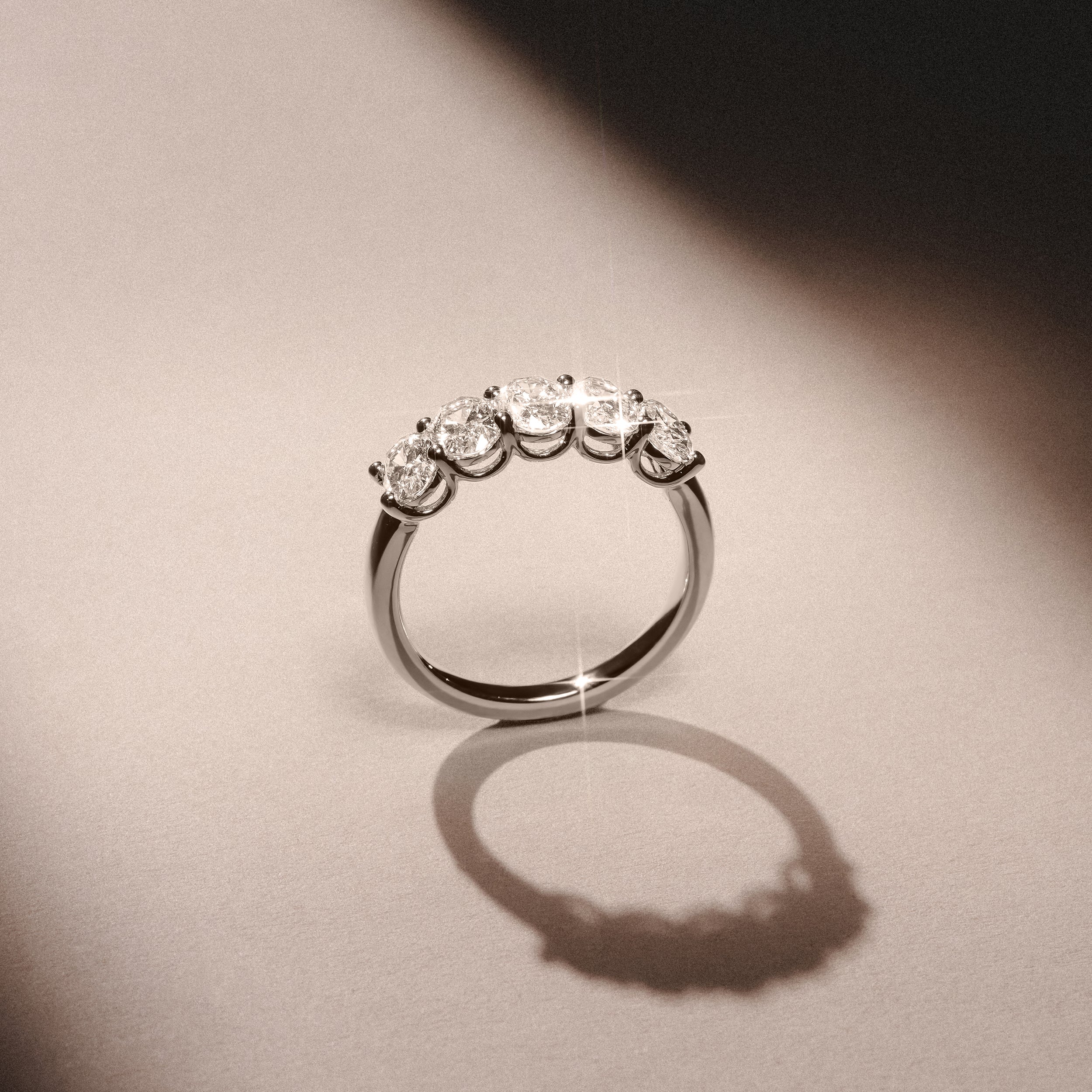 Unity 2.00ct Oval Cut Lab Diamond 5 Stone Ring in Platinum - Image 8