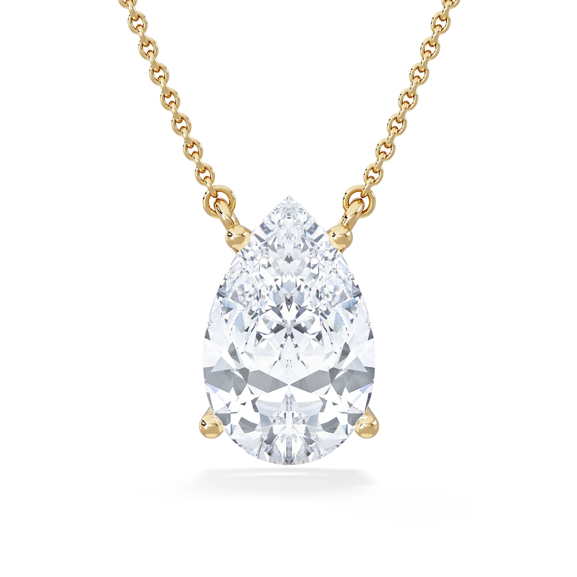 Wanderlust 3.00ct Floating Pear Cut Lab Diamond Necklaces in 9K Yellow Gold