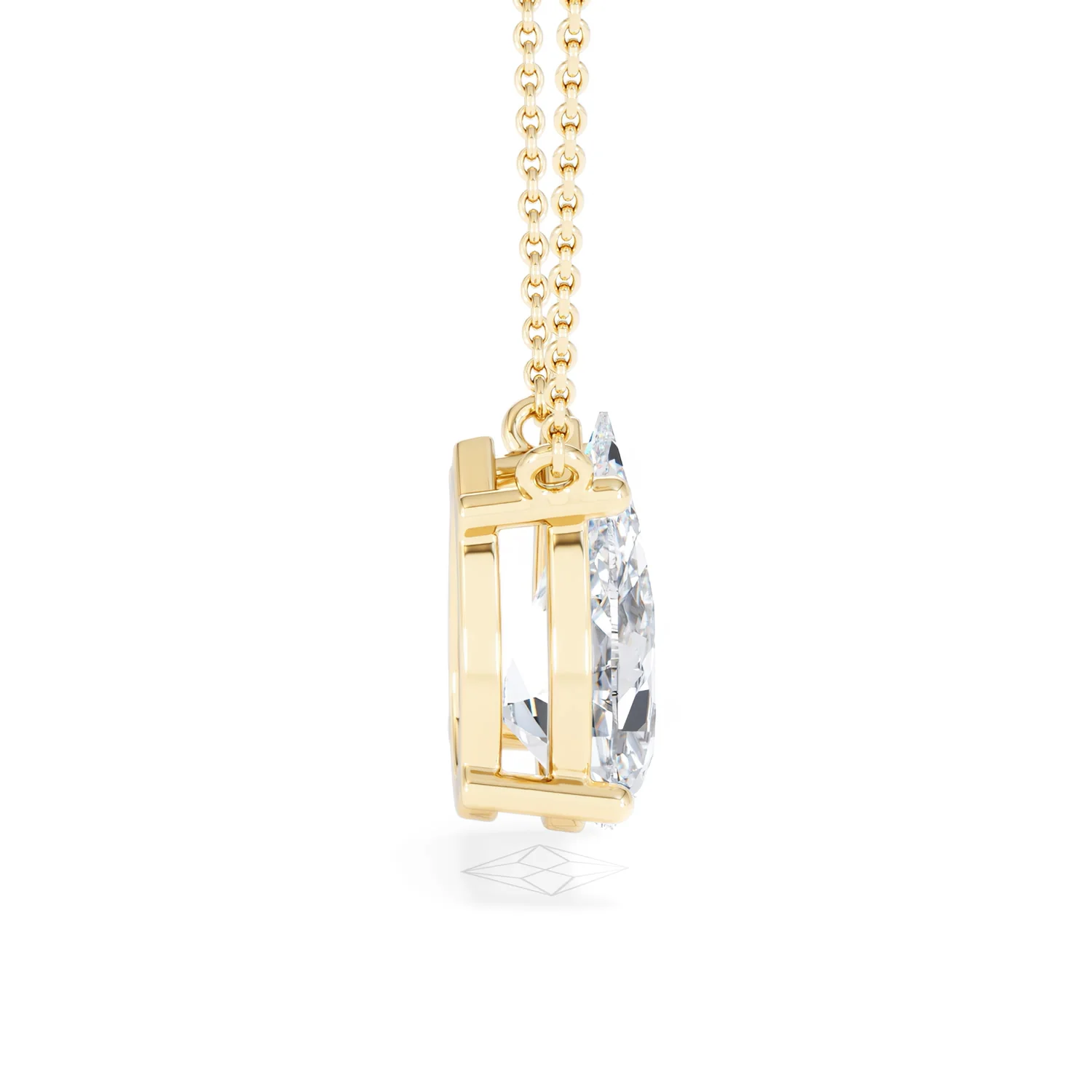 Wanderlust 3.00ct Floating Pear Cut Lab Diamond Necklaces in 9K Yellow Gold - Image 30