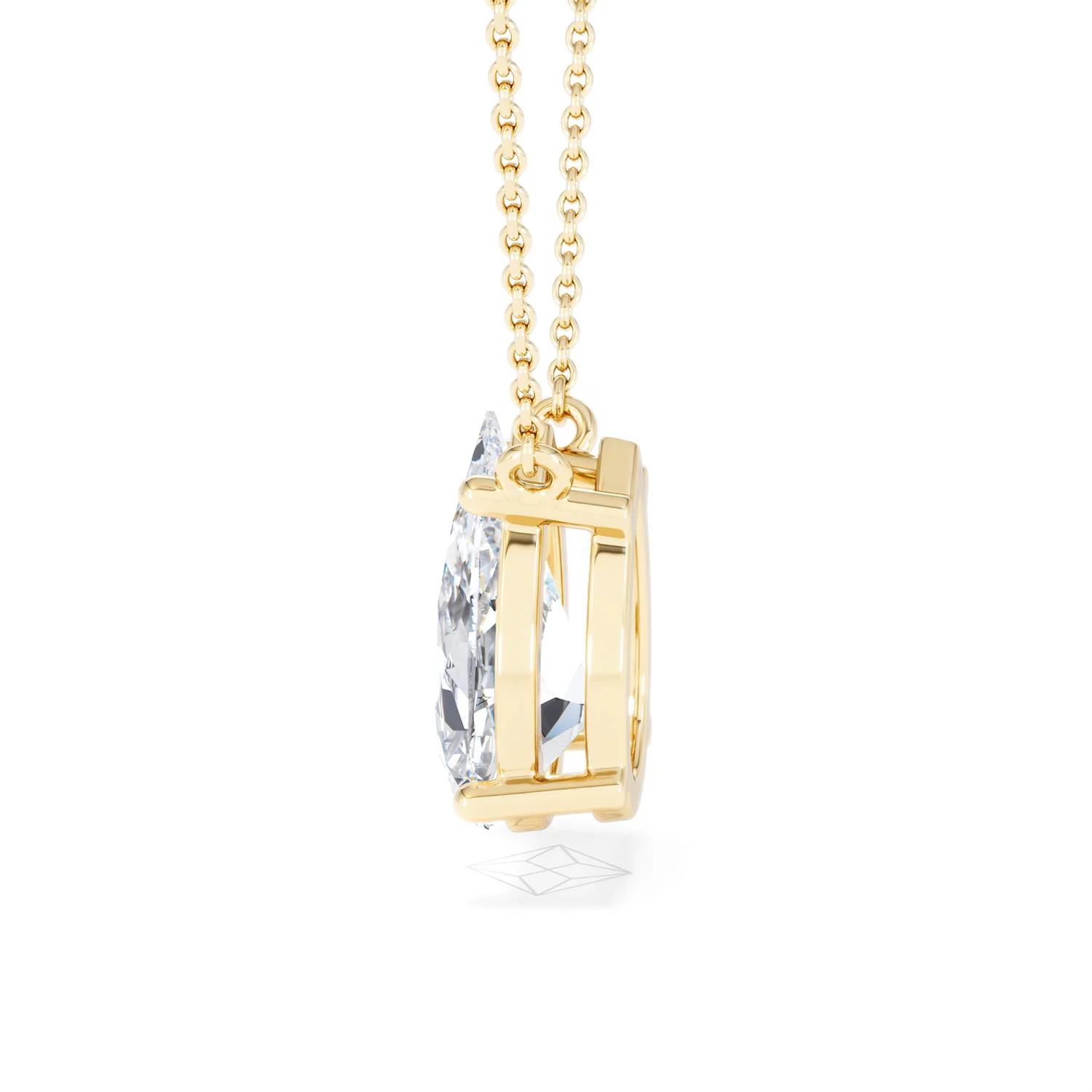 Wanderlust 3.00ct Floating Pear Cut Lab Diamond Necklaces in 9K Yellow Gold - Image 67