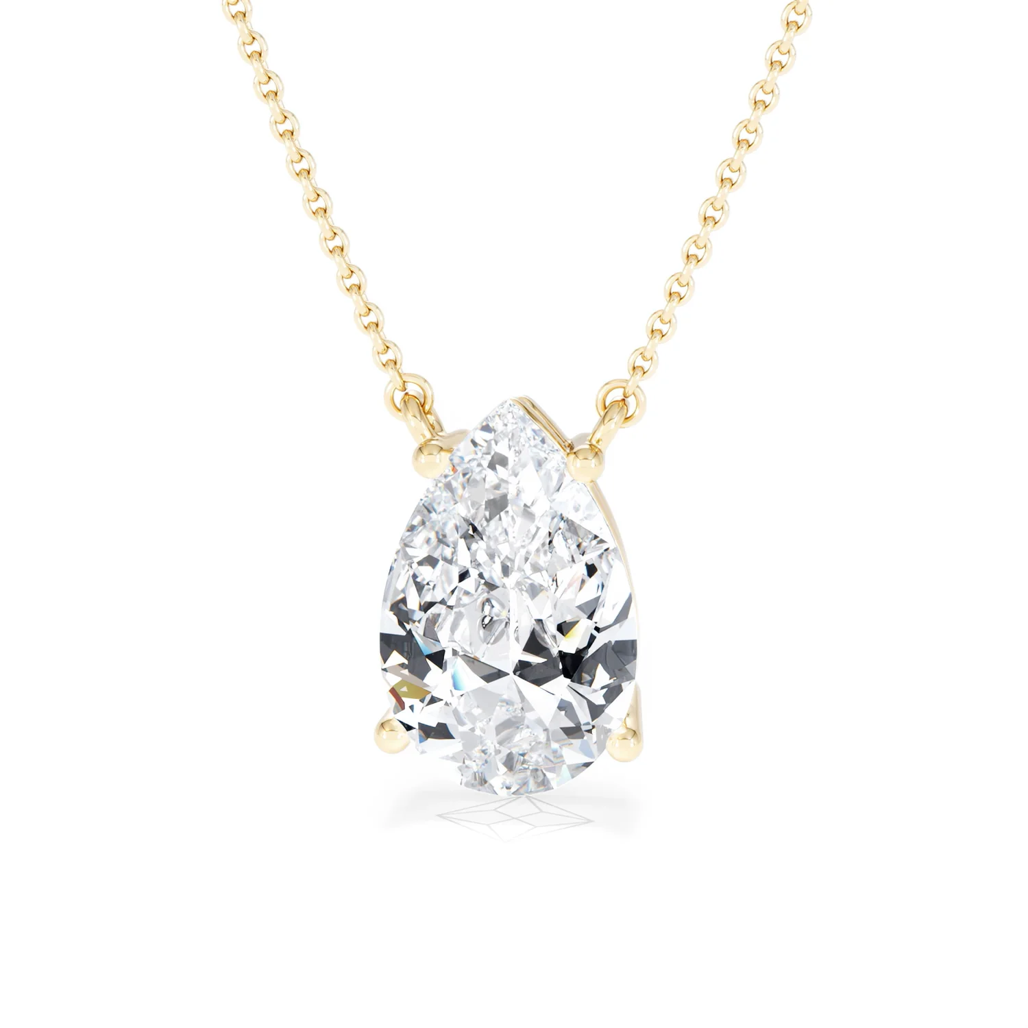 Wanderlust 3.00ct Floating Pear Cut Lab Diamond Necklaces in 9K Yellow Gold - Image 87