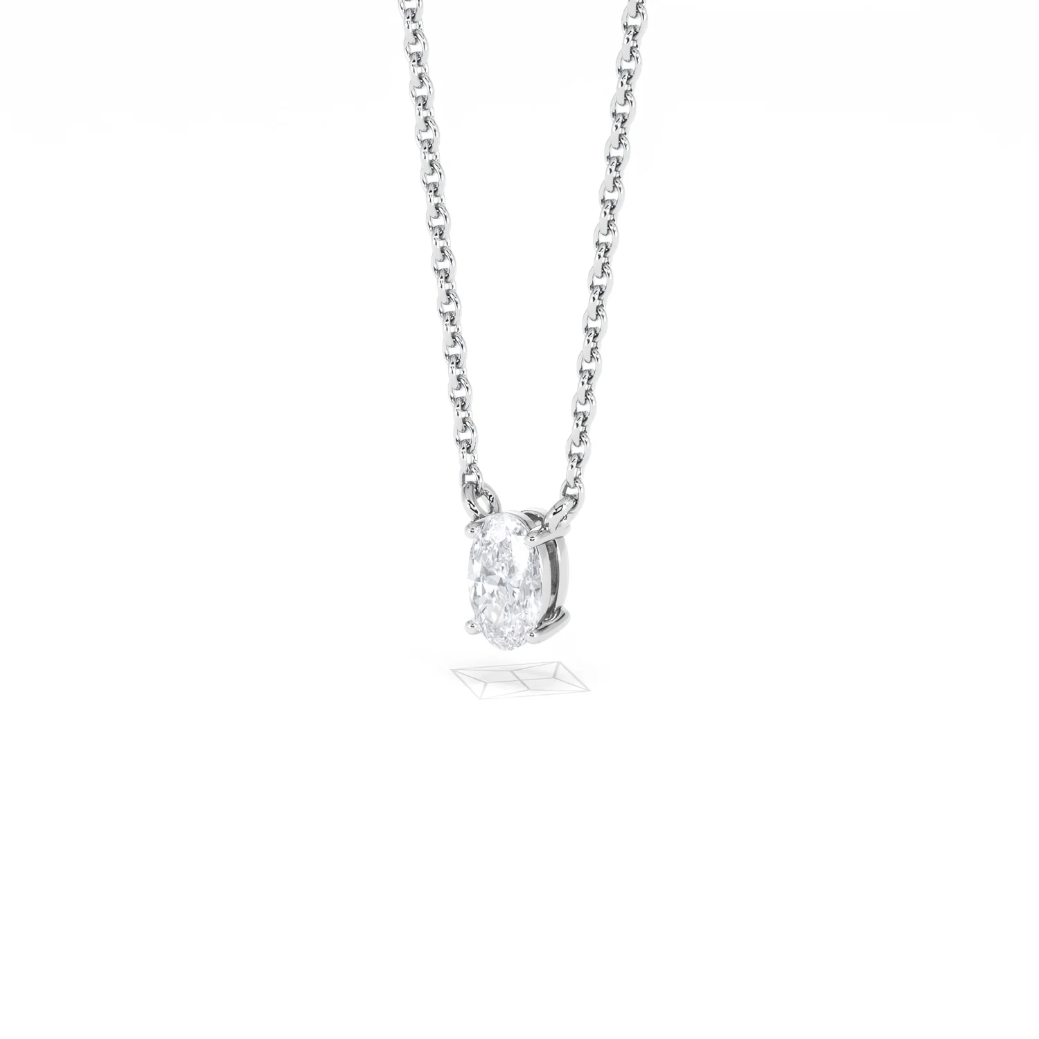 Wanderlust Floating Oval Cut Lab Diamond Solitaire Necklace 0.25ct H/SI in 925 Silver - Image 82