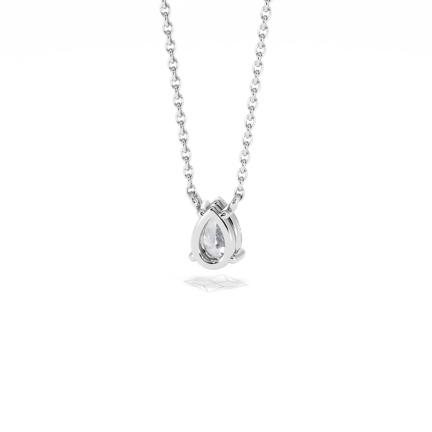 Wanderlust Floating Pear Cut Lab Diamond Solitaire Necklace in 0.50ct H/SI 9K White Gold - Image 48