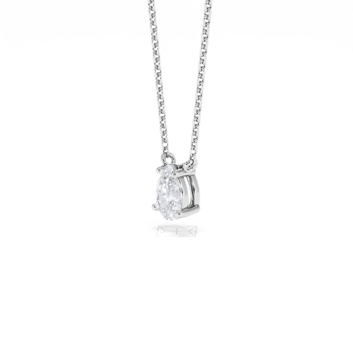 Wanderlust Floating Pear Cut Lab Diamond Solitaire Necklace in 0.50ct H/SI 9K White Gold - Image 80
